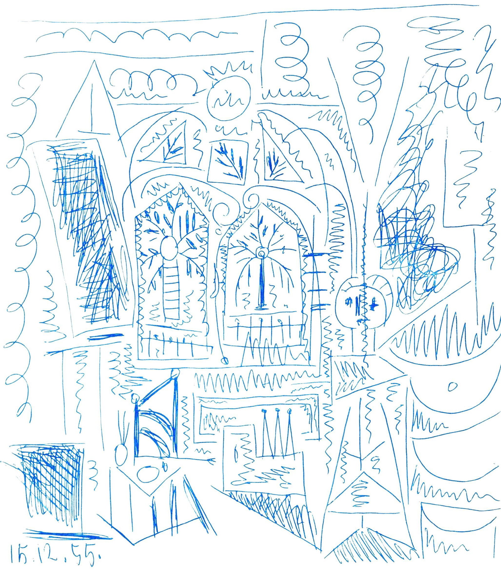 Pablo Picasso, Composition (Cramer 101), Carnet de la Californie, Limited Edition Collotype: Collotype on velin d'Arches paper. Paper size: 16.5 x 10.375 inches. Inscription: Unsigned and unnumbered, as issued. Catalogue raisonne reference: Goeppert, Sebastian, et al. Pablo Picasso, the