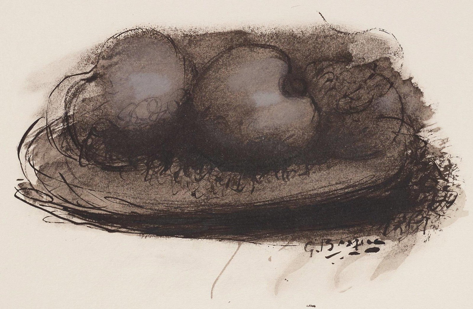 Georges Braque, Composition, Braque Espaces, 13 Dessins, Lavis, Aquarelles, Limited Edition: Lithograph and stencil on velin papier a la cuve du moulin richard de bas specialement filigrane pour cette edition paper. Paper size: 15.75 x 19.094 inches. Excellent condition. Inscription: signed i