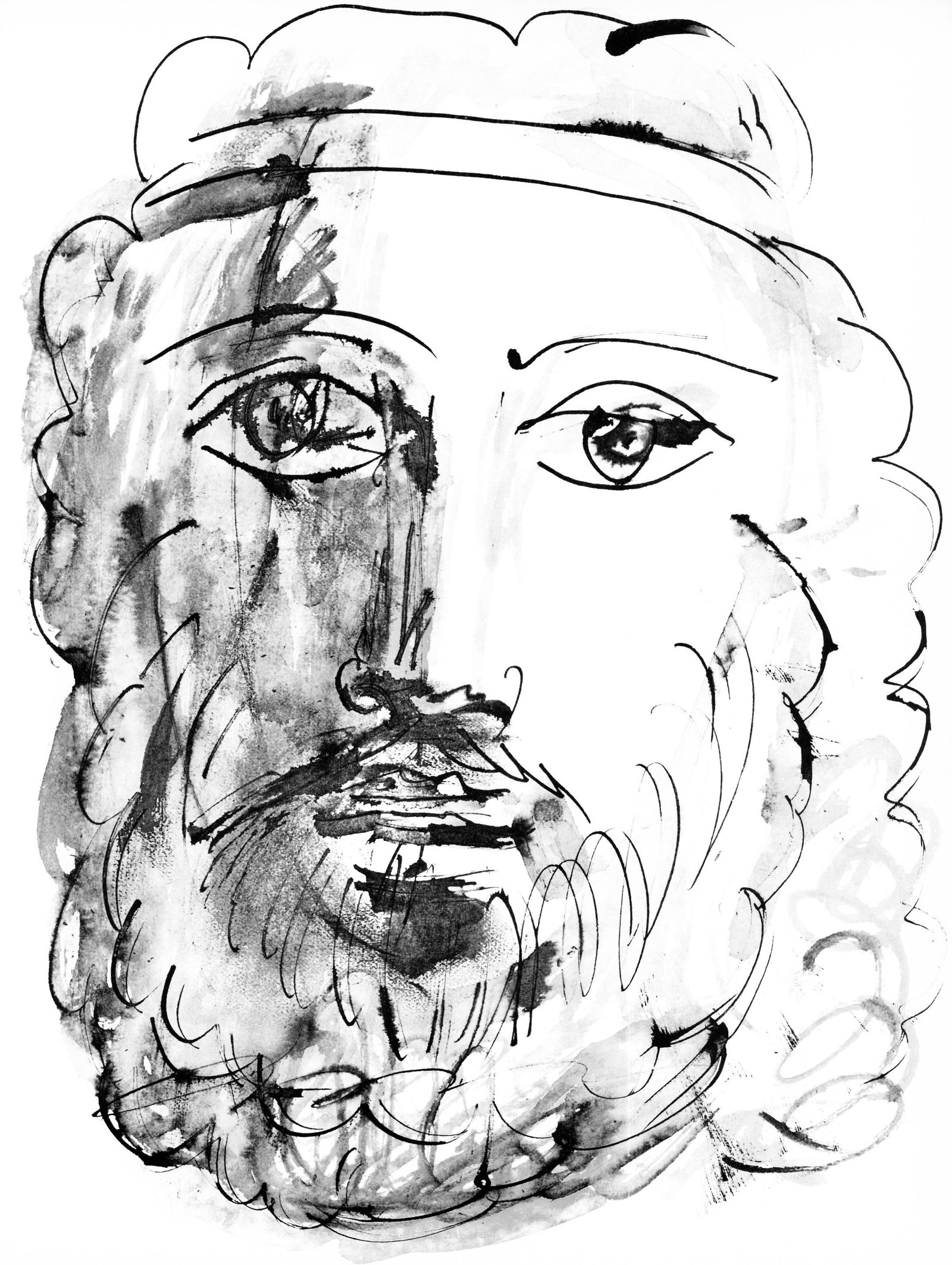 Pablo Picasso, Visage d'homme au bandeau (Cramer 84; Johnson/Stein 77), 40 dessins de Picasso en: Collotype on velin du Marais paper. Paper size: 14.5 x 11.125 inches. Inscription: Unsigned and unnumbered, as issued. Catalogue raisonne reference: Goeppert, Sebastian, et al. Pablo Picasso, the Illu