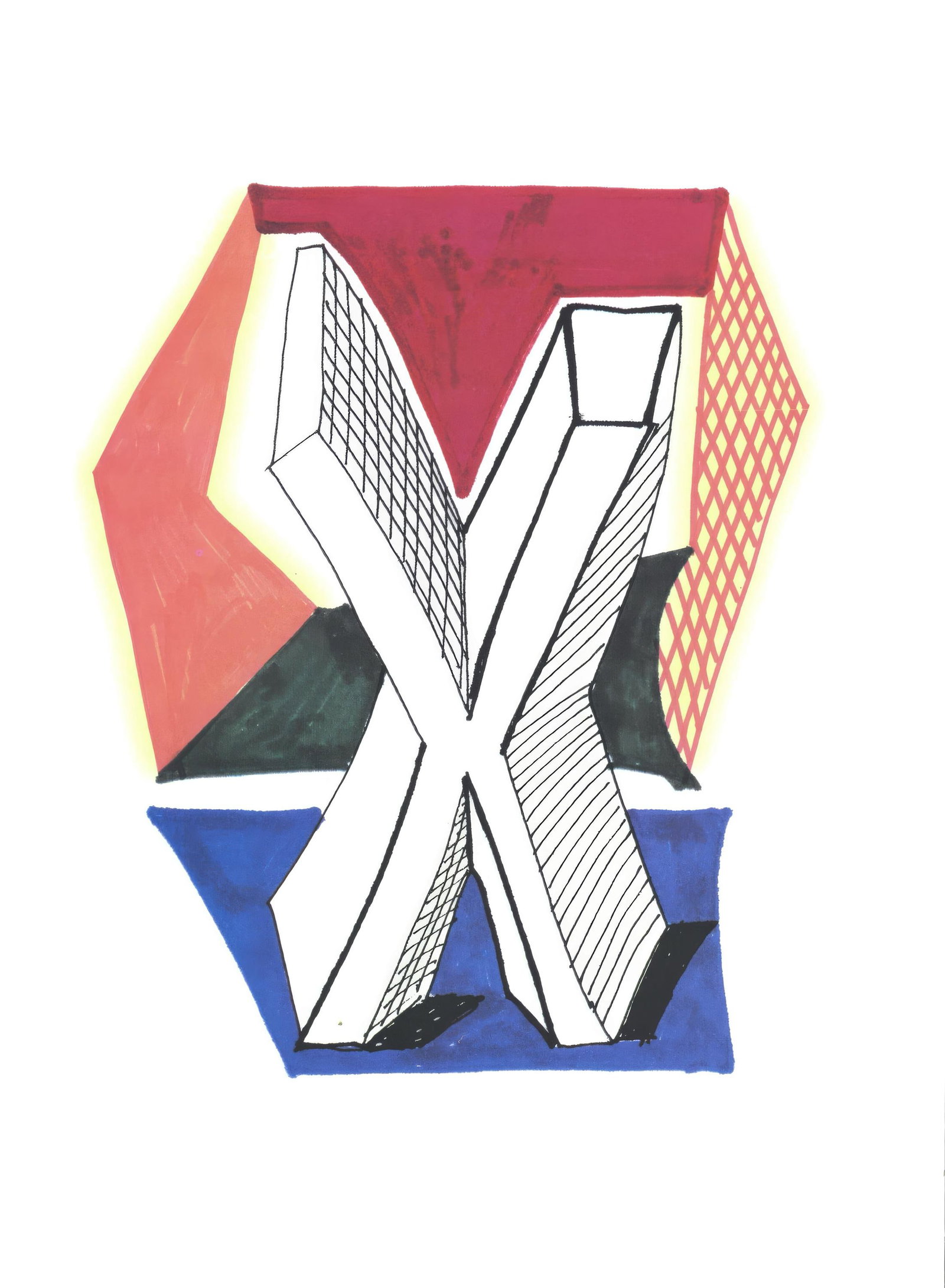 David Hockney, Letter X, from Hockney's Alphabet, Limited Edition Lithograph, 1991 (1 of 4)