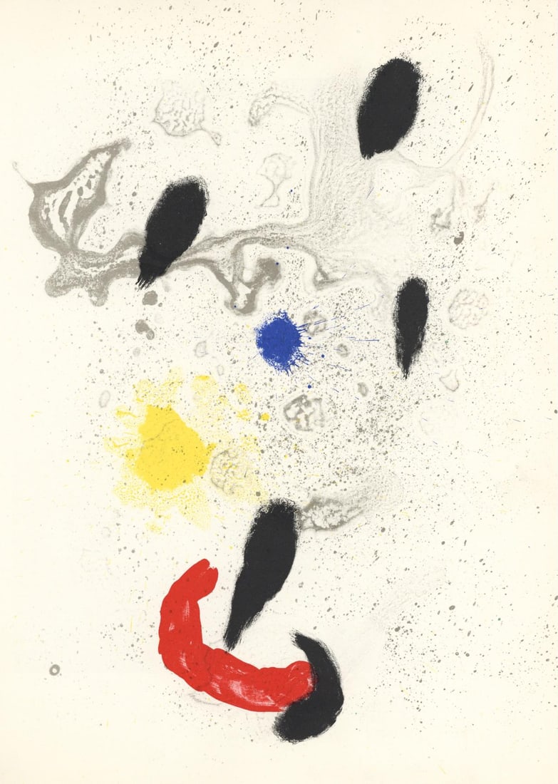 Joan Miro, Composition (Cramer 83; Mourlot 340-347), Derriere le miroir, Limited Edition Lithograph: Lithograph on velin paper. Paper size: 15 x 11 inches. Excellent condition. Inscription: Unsigned and unnumbered, as issued. Notes: From the volume, Derriere le miroir, N deg 139-140, 1963. Published