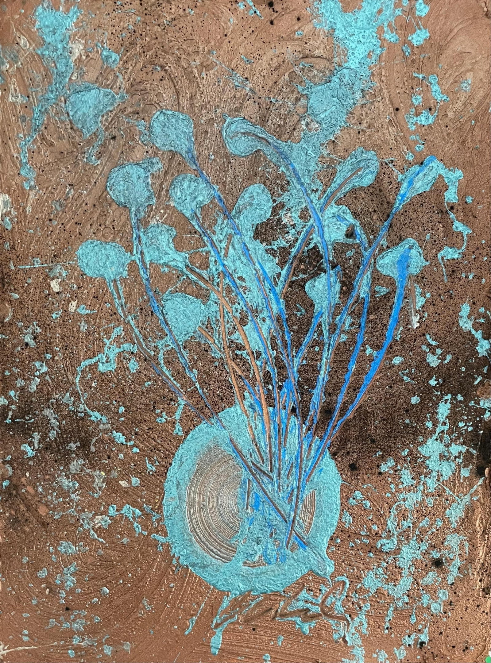 Dale Chihuly, Steel Blue, Ikebana Series, Original Painting (1 of 4)