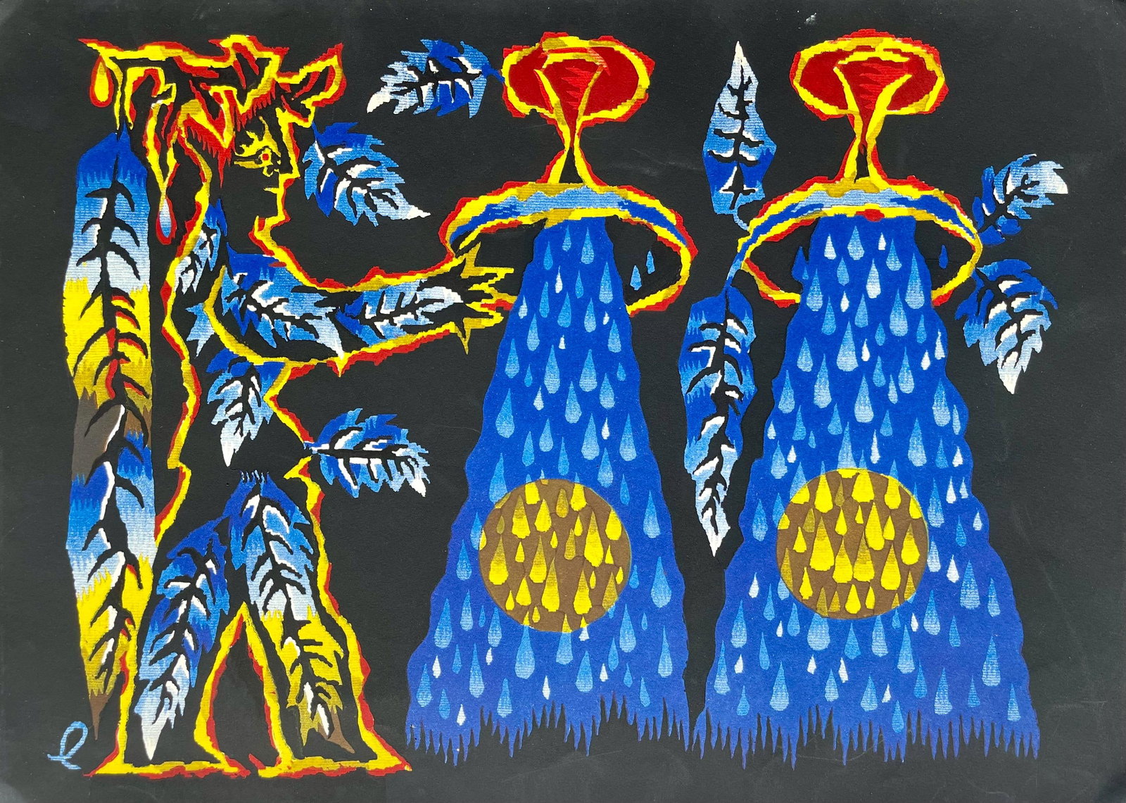 Jean Lurcat, Le Verseau (Aquarius), Les Signes du zodiaque, Limited Edition Lithograph: Lithograph and stencil on velin d'Arches paper. Paper size: 13 x 18 inches. Excellent condition. Unsigned and unnumbered, as issued. Notes: From the folio, Les Signes du zodiaque, 1959. Published by E