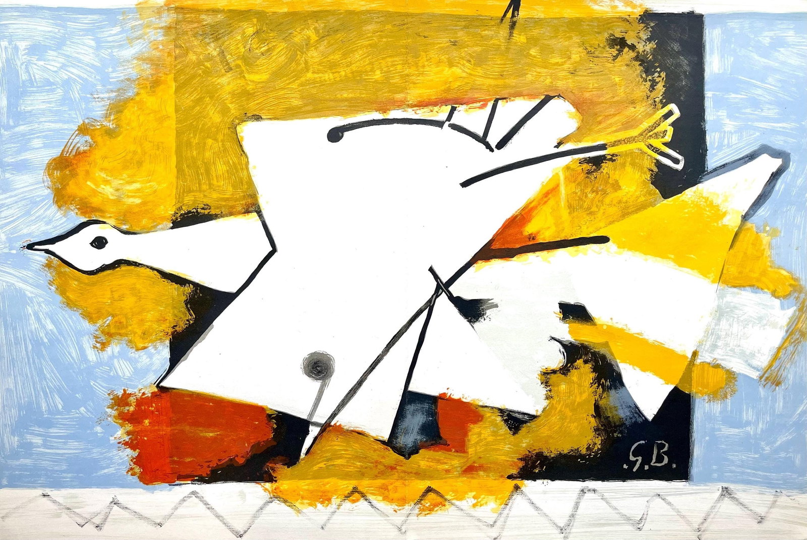 Georges Braque, L'oiseau jaune (Maeght 1031), Derriere le miroir, Limited Edition Lithograph (1 of 4)