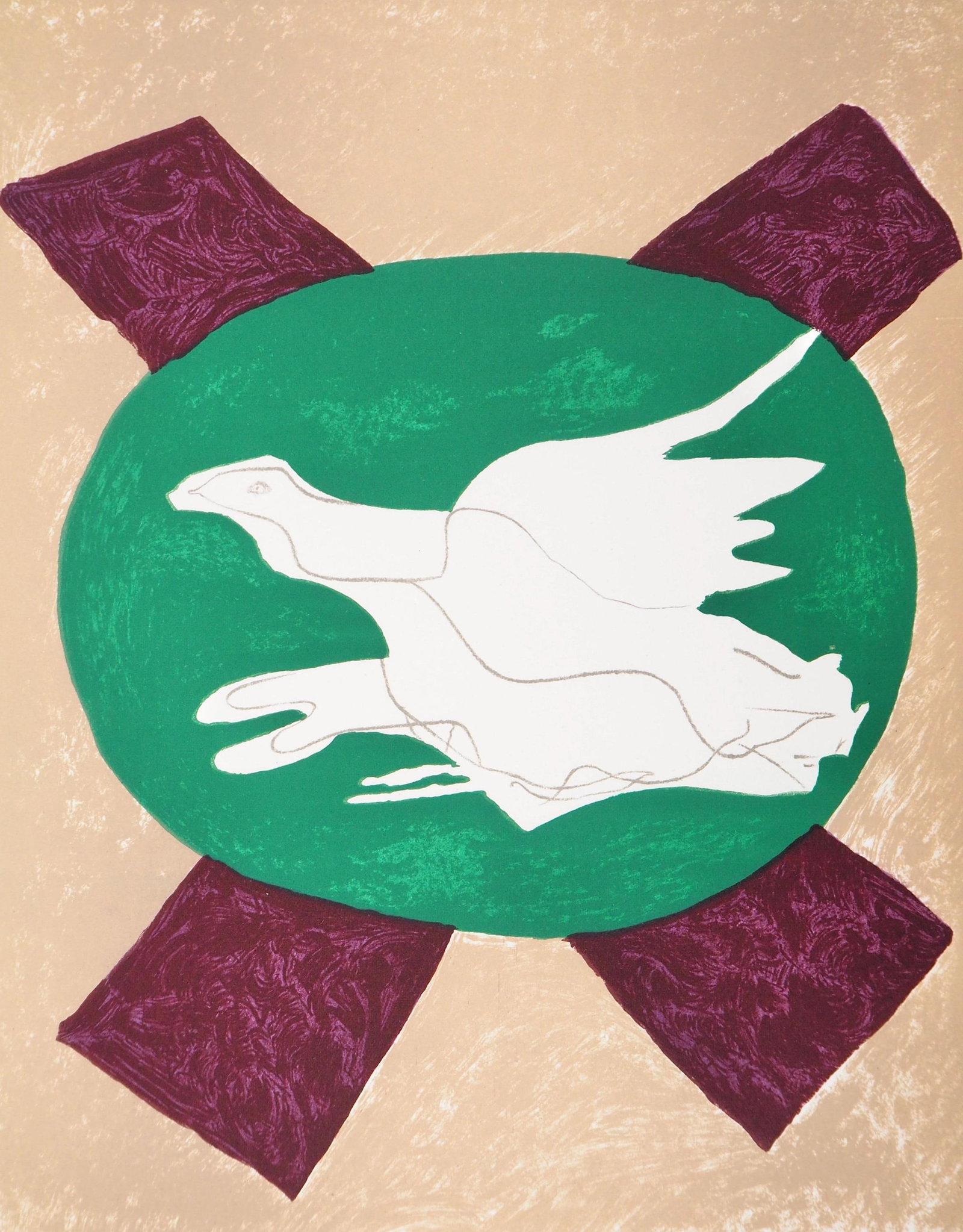 Georges Braque, Oiseau sur fond de X (Vallier 122), San Lazzaro et ses Amis, XXe siecle, Limited (1 of 4)