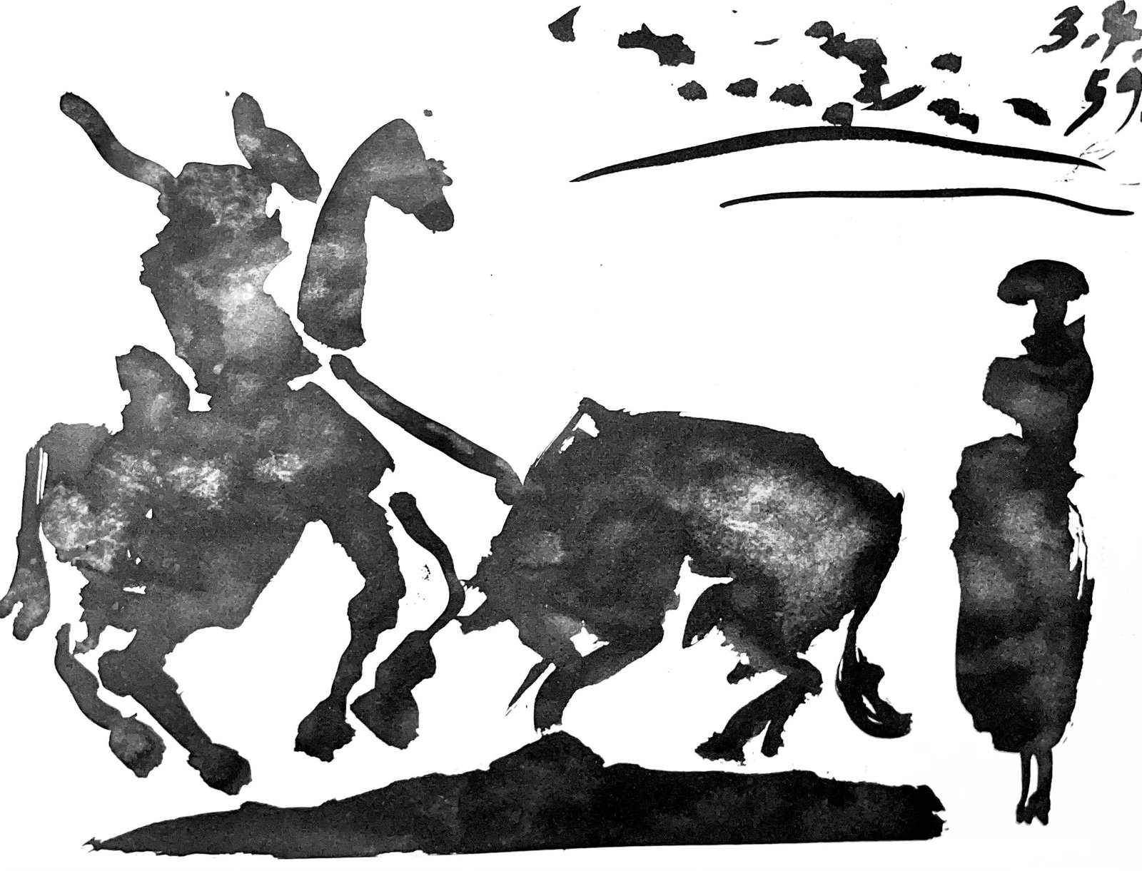 Pablo Picasso, Composition (Bloch 1276; Czwiklitzer 23), Toros y Toreros, Limited Edition Lithograph: Heliogravure on velin paper. Paper Size: 14.75 x 10.5 inches. Inscription: Unsigned and unnumbered, as issued. Notes: From the album, Pablo Picasso, Toros y toreros, 1961. Published by Les Editions Ce