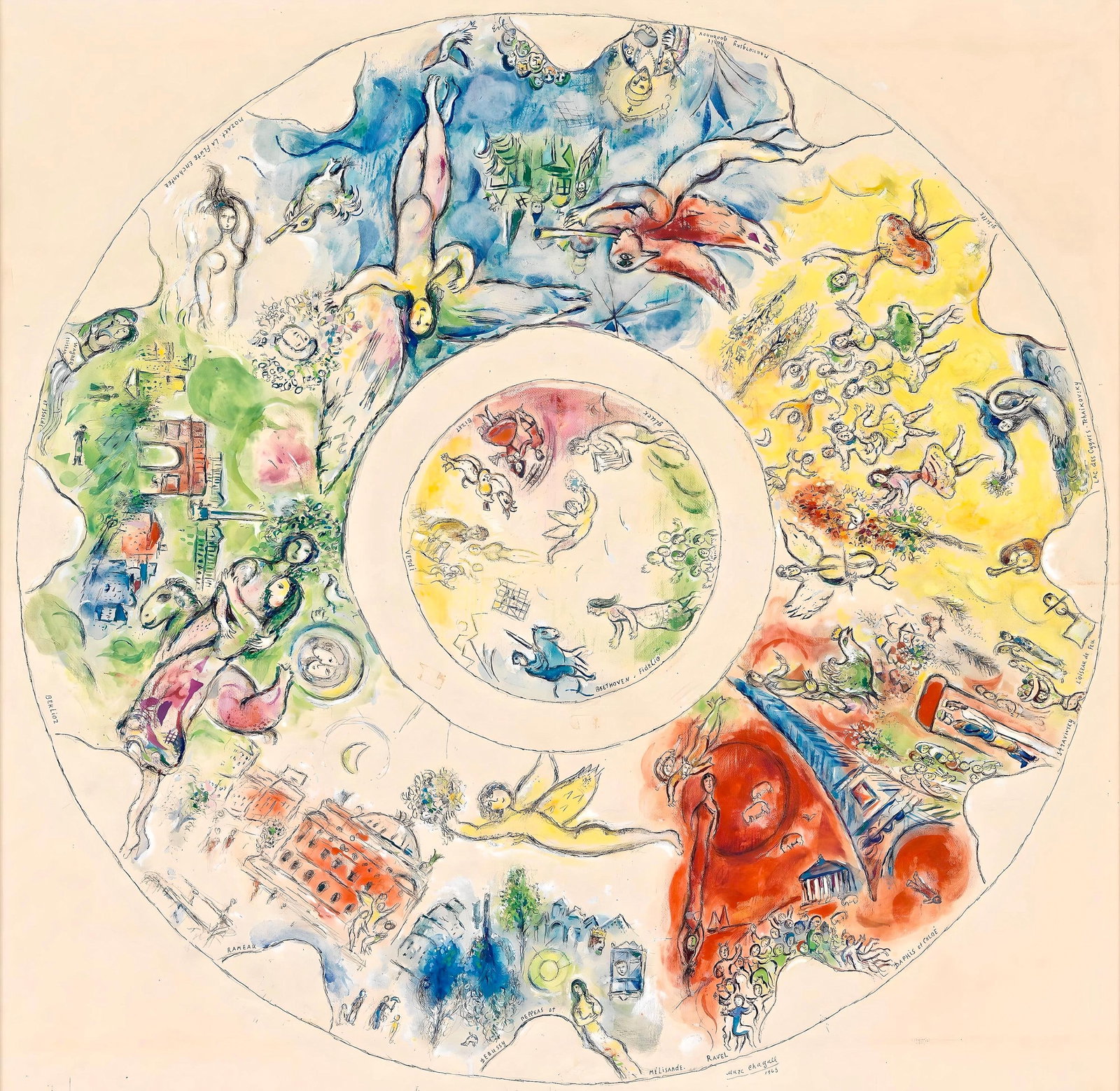 Marc Chagall, Composition (Cramer 61), Le Plafond de l'Opera de Paris, Limited Edition Lithograph (1 of 4)