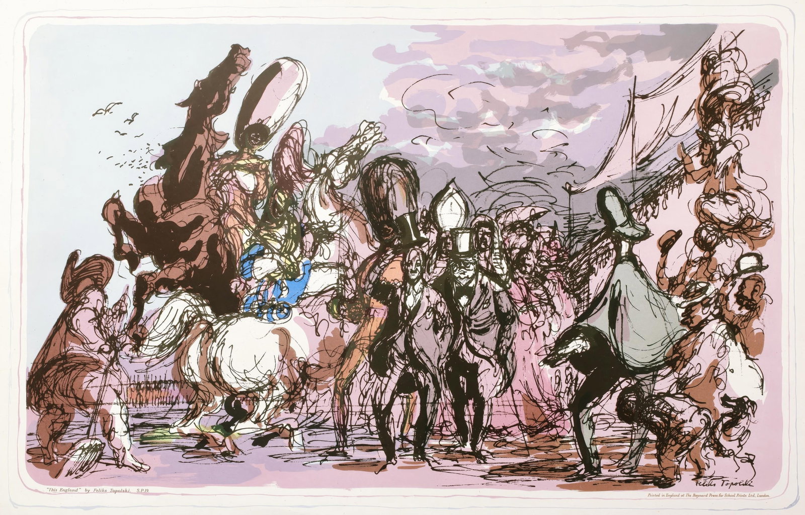 Feliks Topolski, This England, S.P.19., from School Prints Ltd., Limited Edition Lithograph, 1947 (1 of 4)