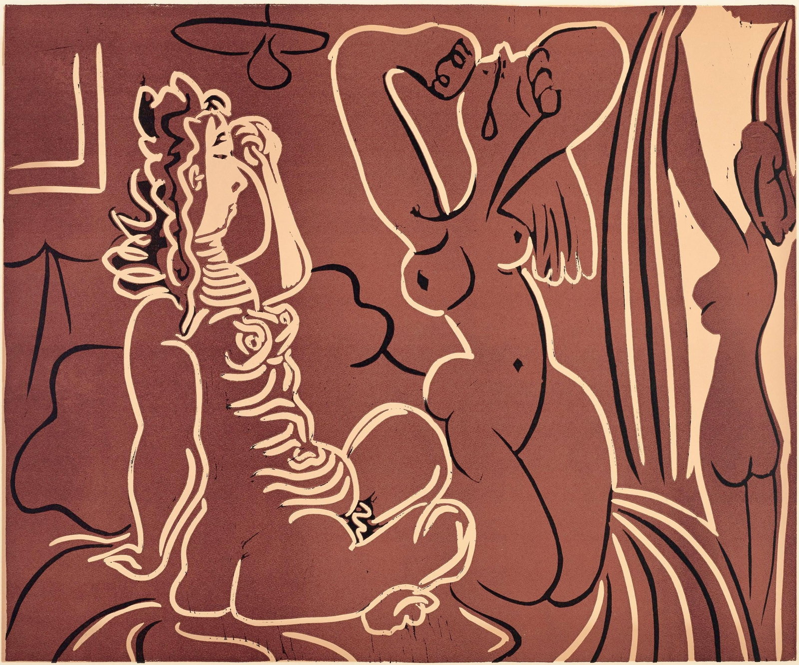 Pablo Picasso, Trois femmes (Orozco 214), Grabados al linoleo, Limited Edition Linocut (1 of 4)