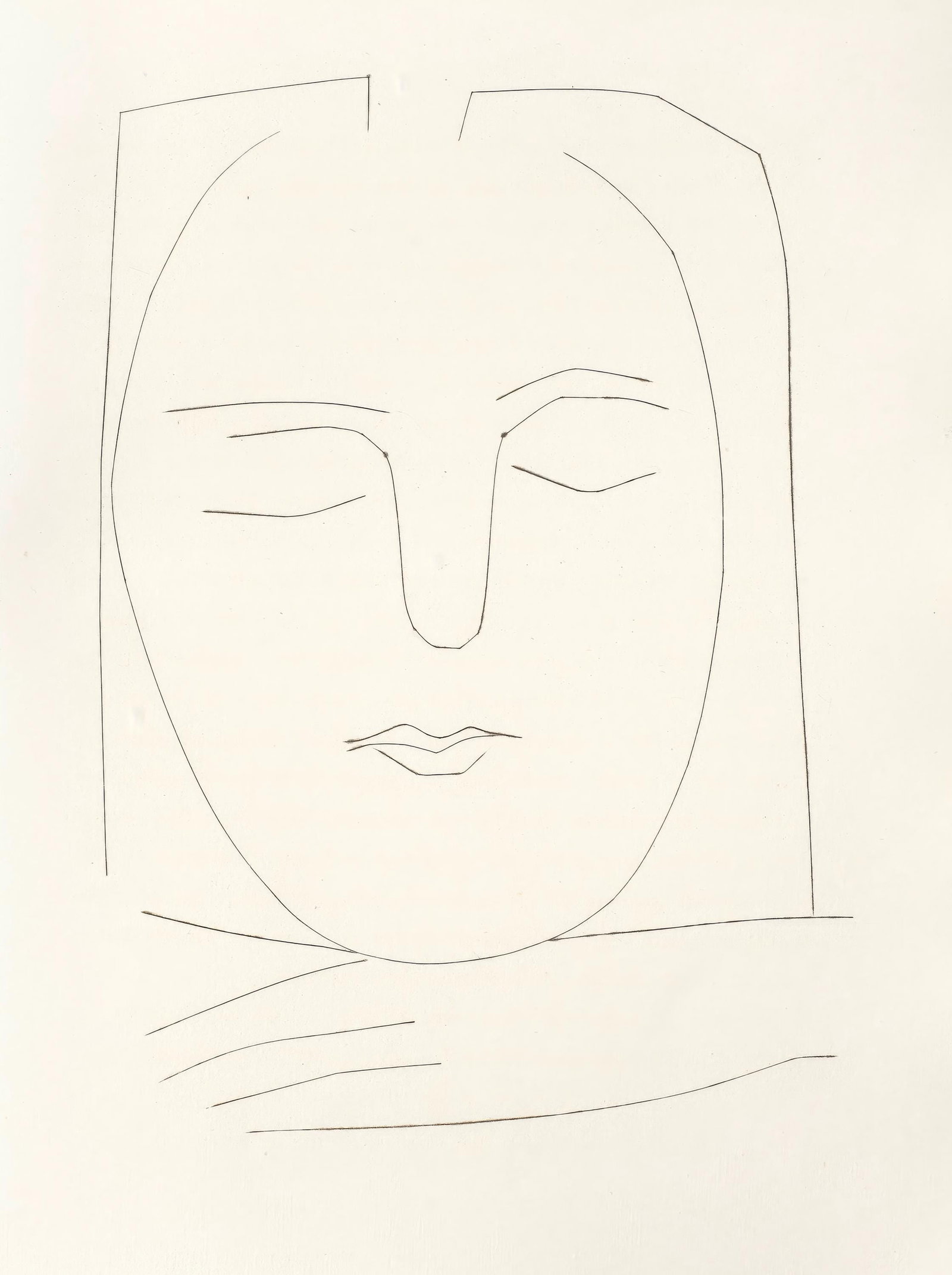 Pablo Picasso, Untitled, from Carmen, Limited Edition Engraving, 1949: This exquisite engraving by Pablo Picasso (1881-1973), titled Sans titre (Untitled), from the folio Picasso, Carmen (Picasso, Carmen), originates from the 1949 edition published by La Bibliotheque Fra