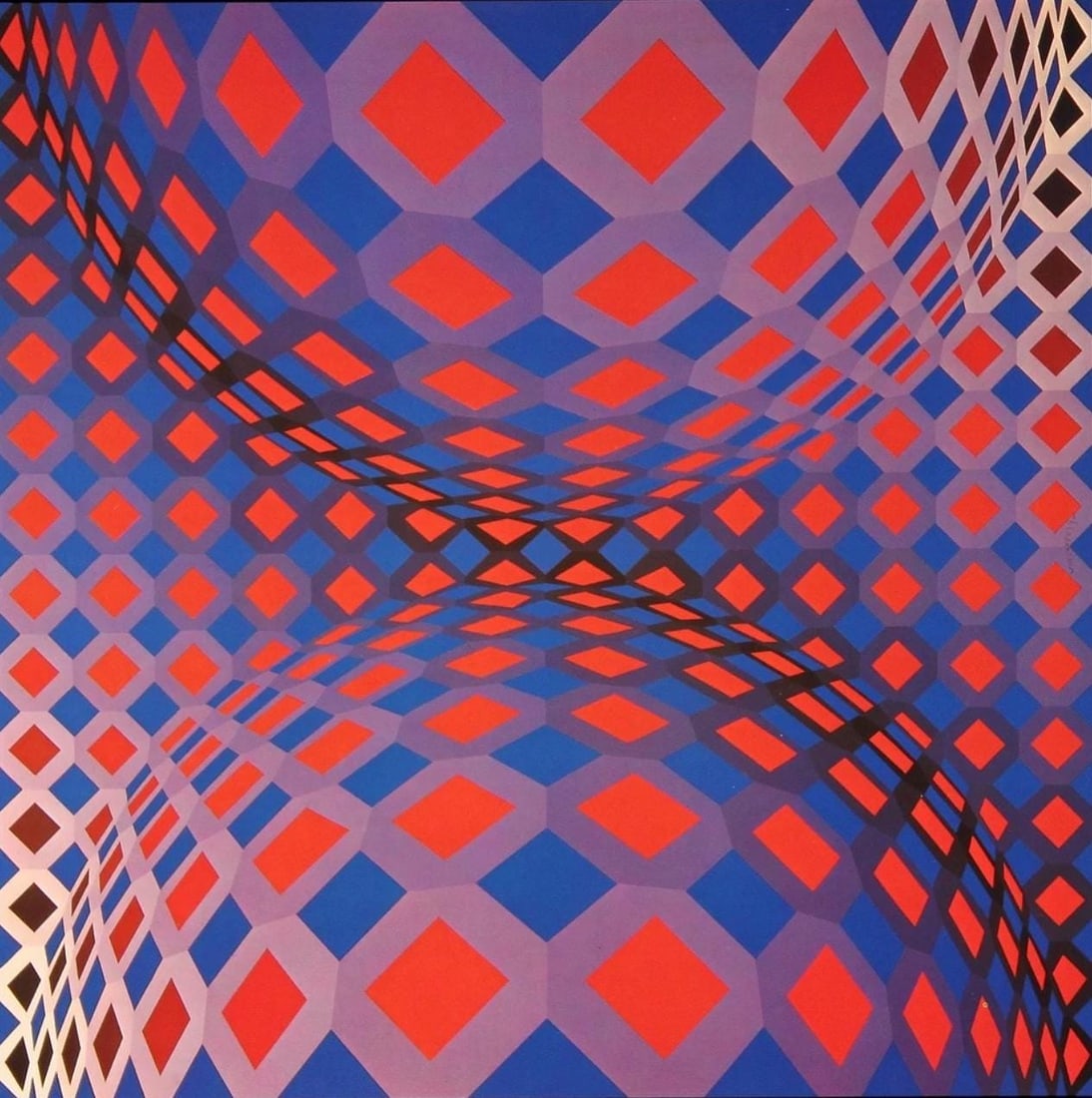 Victor Vasarely, Composition, Octogone, Limited Edition Heliogravure: Heliogravure on 280 gm M2 gloss paper. Paper Size: 11 x 11 inches. Excellent condition. Notes: From the folio, Octogone, 1973. Published and printed by Editions du Griffon, Neuchatel, Switzerland, 197
