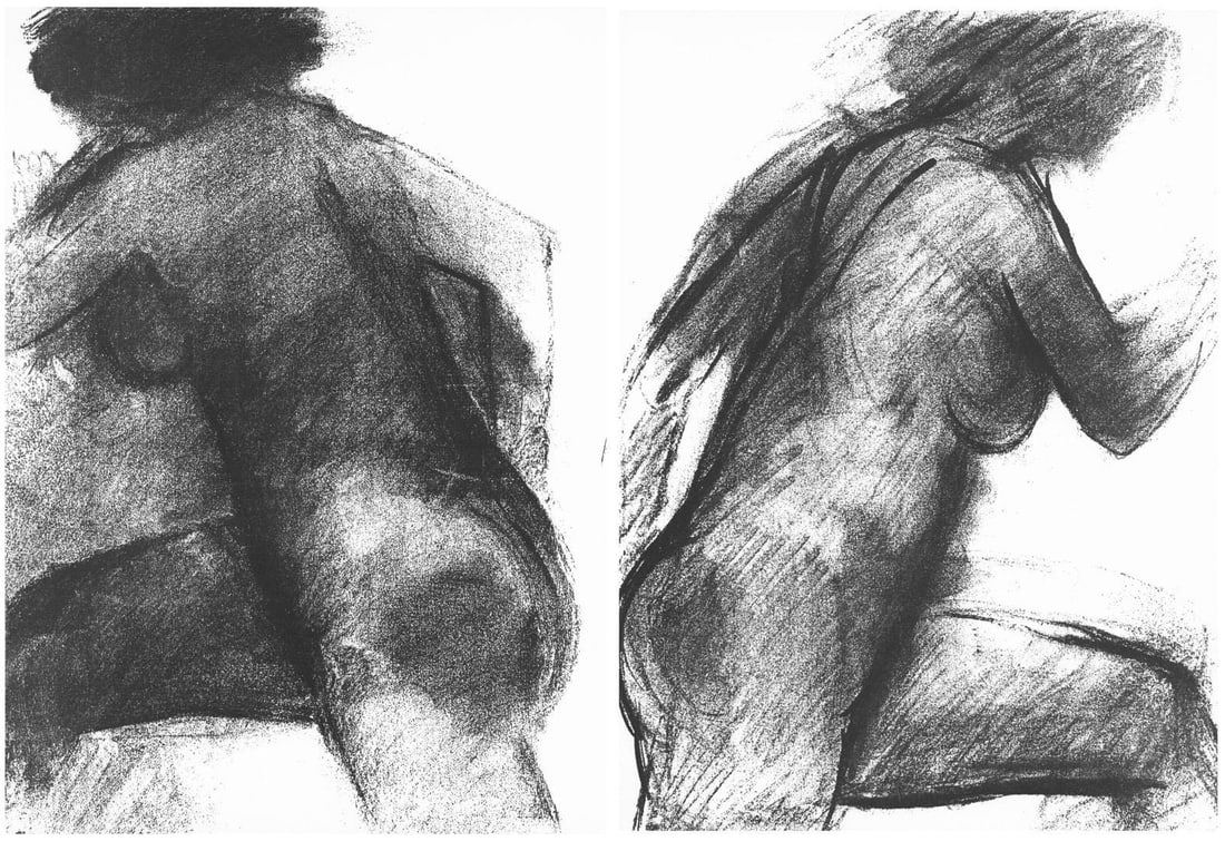 Claude Garache, Composition, Hommage a Aime et Marguerite Maeght, Derriere le miroir, Limited: Lithograph on velin paper. Paper Size: 15 x 11 inches, each; 15 x 22 inches, overall. Inscription: Unsigned and unnumbered, as issued. Notes: From the folio, Derriere le miroir, N deg 250, Hommage a A