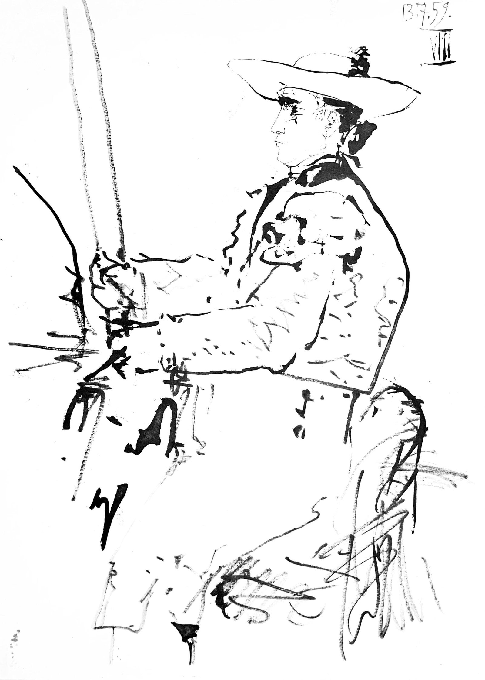 Pablo Picasso, Composition (Bloch 1276; Czwiklitzer 23), Toros y Toreros, Limited Edition Lithograph: Heliogravure on velin paper. Paper Size: 14.75 x 10.5 inches. Inscription: Unsigned and unnumbered, as issued. Notes: From the album, Pablo Picasso, Toros y toreros, 1961. Published by Les Editions Ce