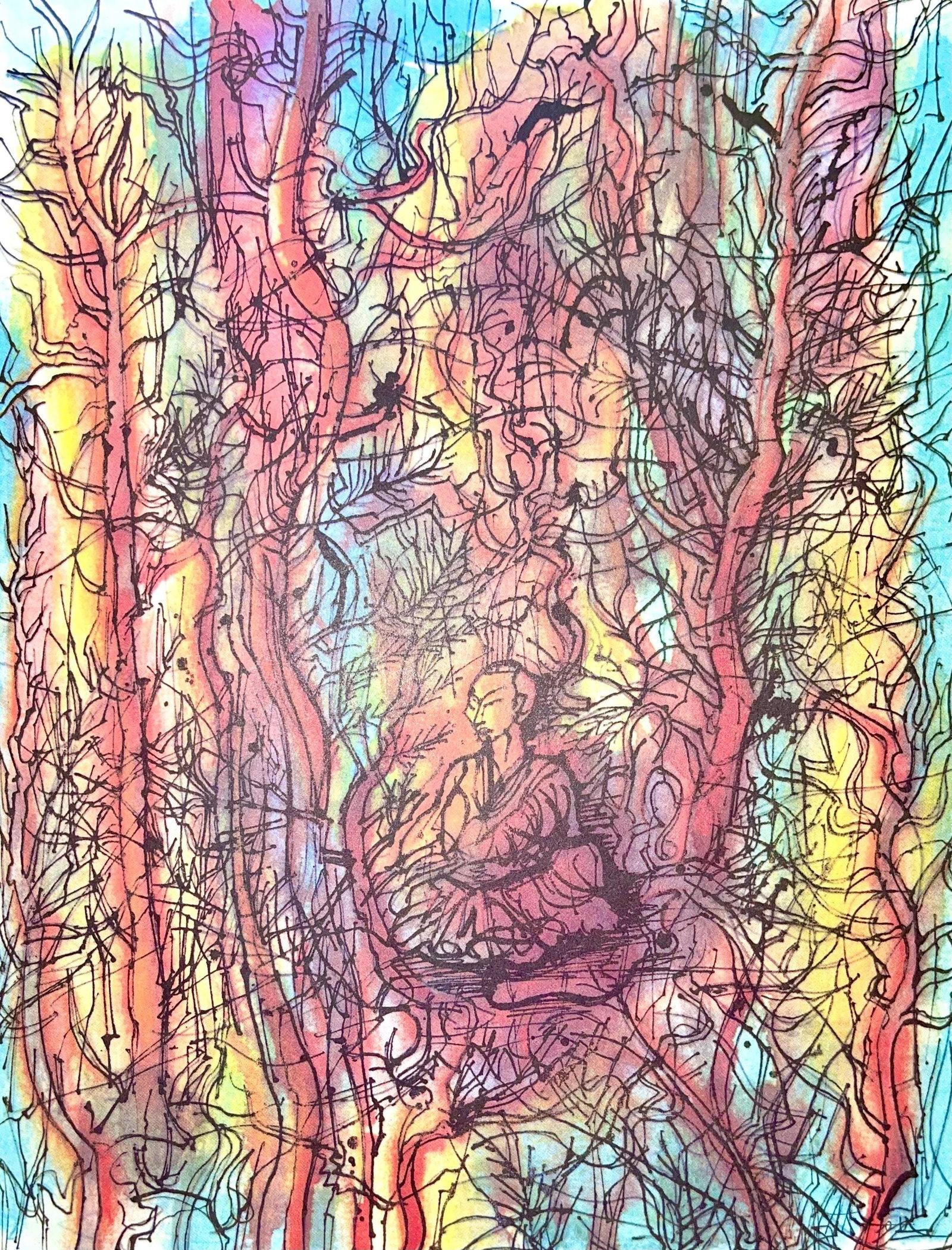 Jean Carzou, Composition, Ce Panorama du Bouddhisme, Limited Edition Lithograph: Lithograph on Grand Bouffant des Papeteries Buhn paper. Paper size: 10.51 x 7.87 inches. Excellent condition. Unsigned and unnumbered, as issued. Notes: From the volume, Ce Panorama du Bouddhisme en A