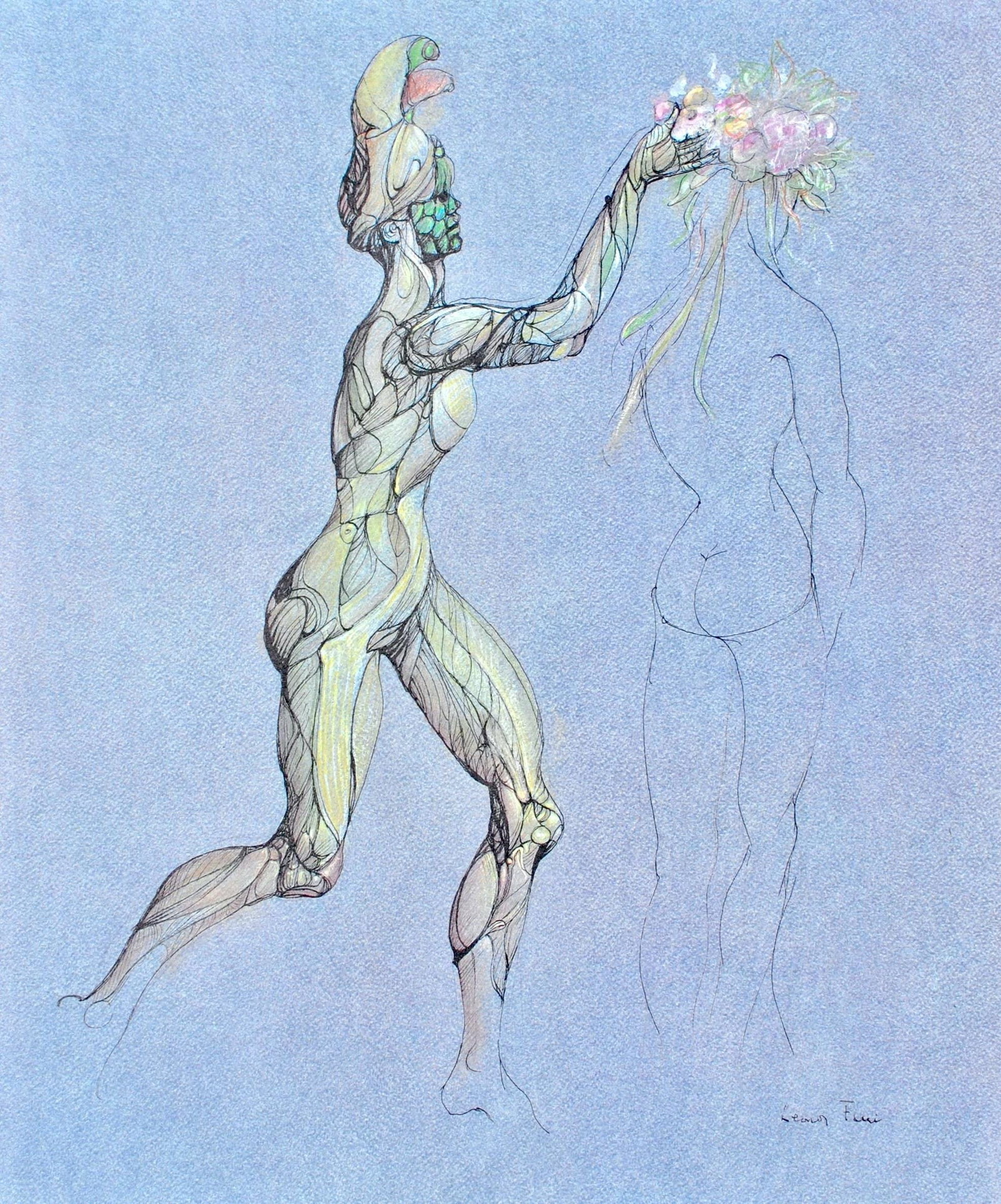 Leonor Fini, Composition, Fruits de la Passion, XXe siecle, Limited Edition Heliogravure: Heliogravure on velin de Rives pur chiffon paper, manufactured by Les papeteries de Rives, Voiron, France. Paper Size: 16.93 x 14.17 inches. Inscription: Signed in the plate and unnumbered, as issued.