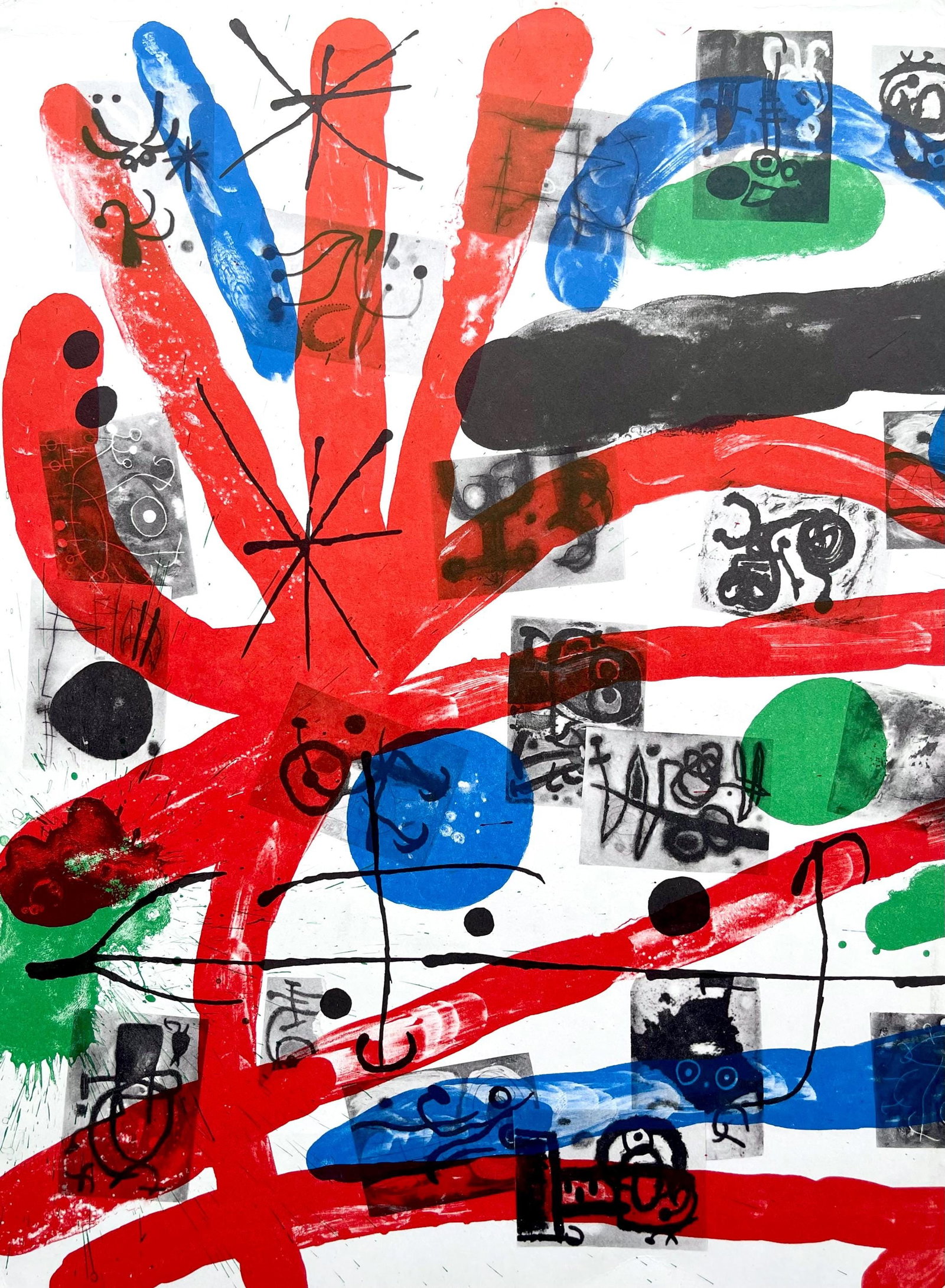 Joan Miro, Composition (Cramer 102; Mourlot 428-449), Derriere le miroir, Limited Edition Lithograph: Lithograph on velin paper. Paper Size: 15 x 11 inches. Excellent condition. Inscription: Unsigned and unnumbered, as issued. Notes: From Derriere le miroir, N deg 151-152, 1965. Published by Aime Maeg