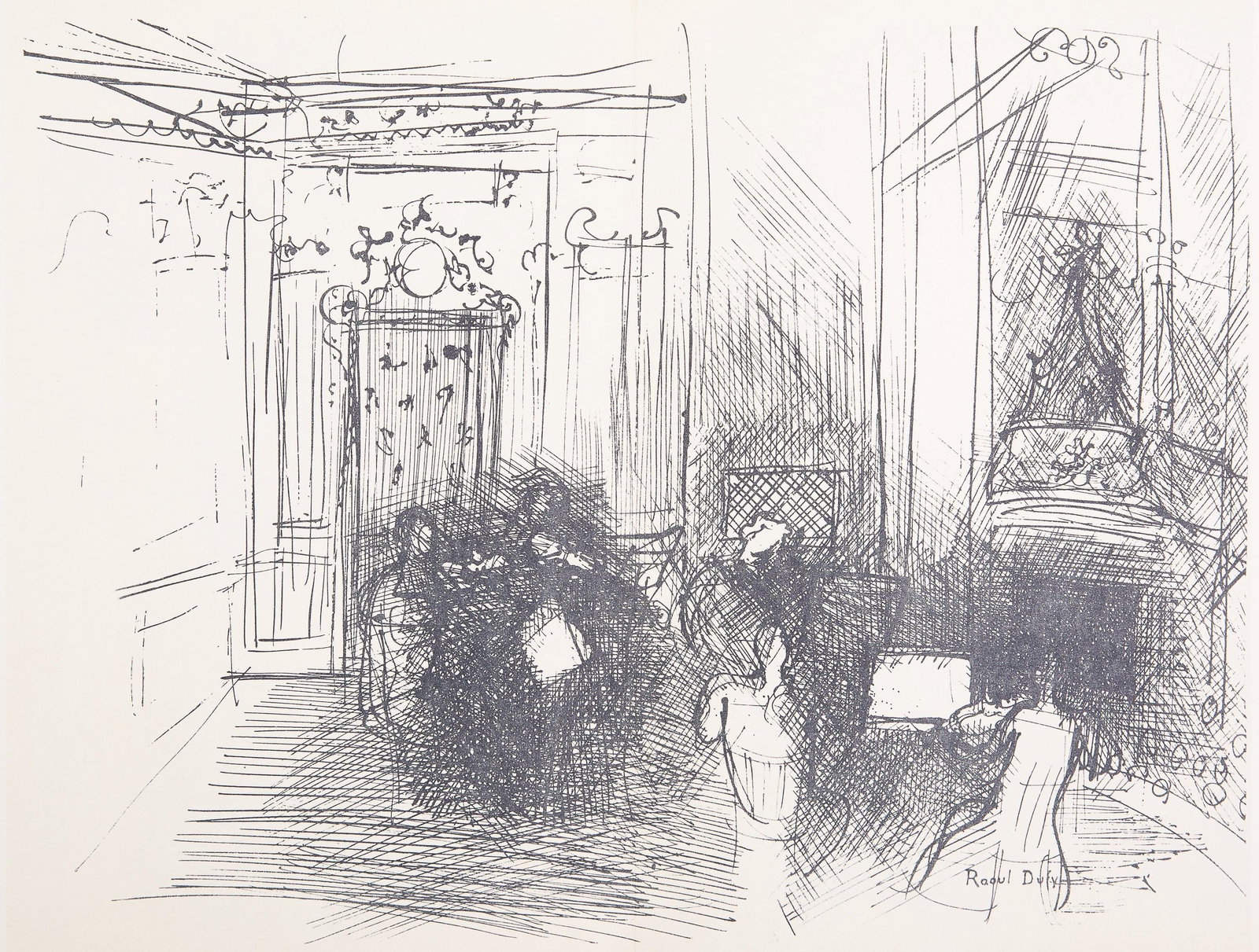 Raoul Dufy, Dessin, Lettre a mon peintre Raoul Dufy, Limited Edition Lithograph: Lithograph on velin Arjomari paper. Paper Size: 11.75 x 18.75 inches, with centerfold, as issued. Inscription: Signed in the plate and unnumbered, as issued. Notes: From the folio, Lettre a mon peintr