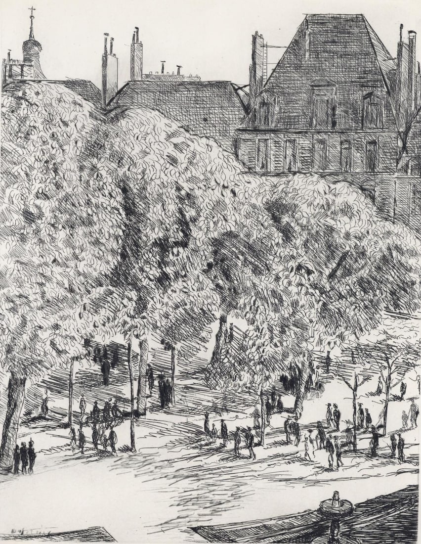 Georges Dufrenoy, Placement Des Vosges, A La gloire a Paris, Limited Edition Etching (1 of 4)