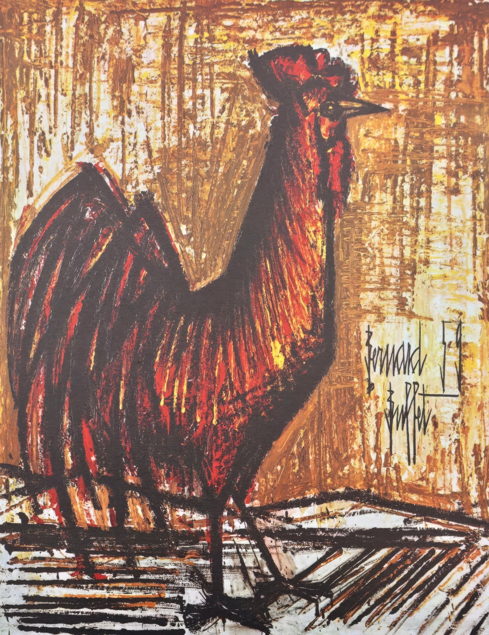 Bernard Buffet, The Rooster, from Painters of Today, Limited Edition Heliogravure, 1966 (1 of 4)