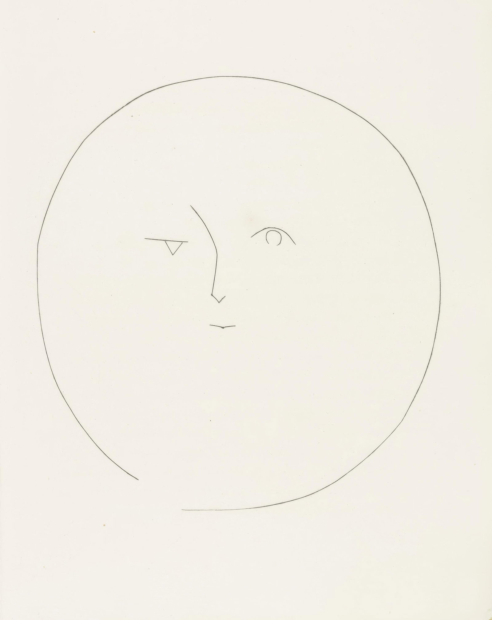 Pablo Picasso, Untitled, from Carmen, Limited Edition Engraving, 1949: This exquisite engraving by Pablo Picasso (1881-1973), titled Sans titre (Untitled), from the folio Picasso, Carmen (Picasso, Carmen), originates from the 1949 edition published by La Bibliotheque Fra