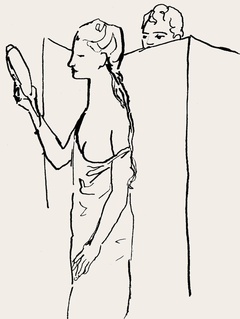 Pablo Picasso, Composition (Hodorisch B2), Le manuscrit trouve dans un chapeau, Limited Edition: Lithograph on velin des papeteries Lafuma paper. Paper size: 8.27 x 6.1 inches. Excellent condition. Unsigned and unnumbered, as issued. Notes: From the album, Le manuscrit trouve dans un chapeau, orn