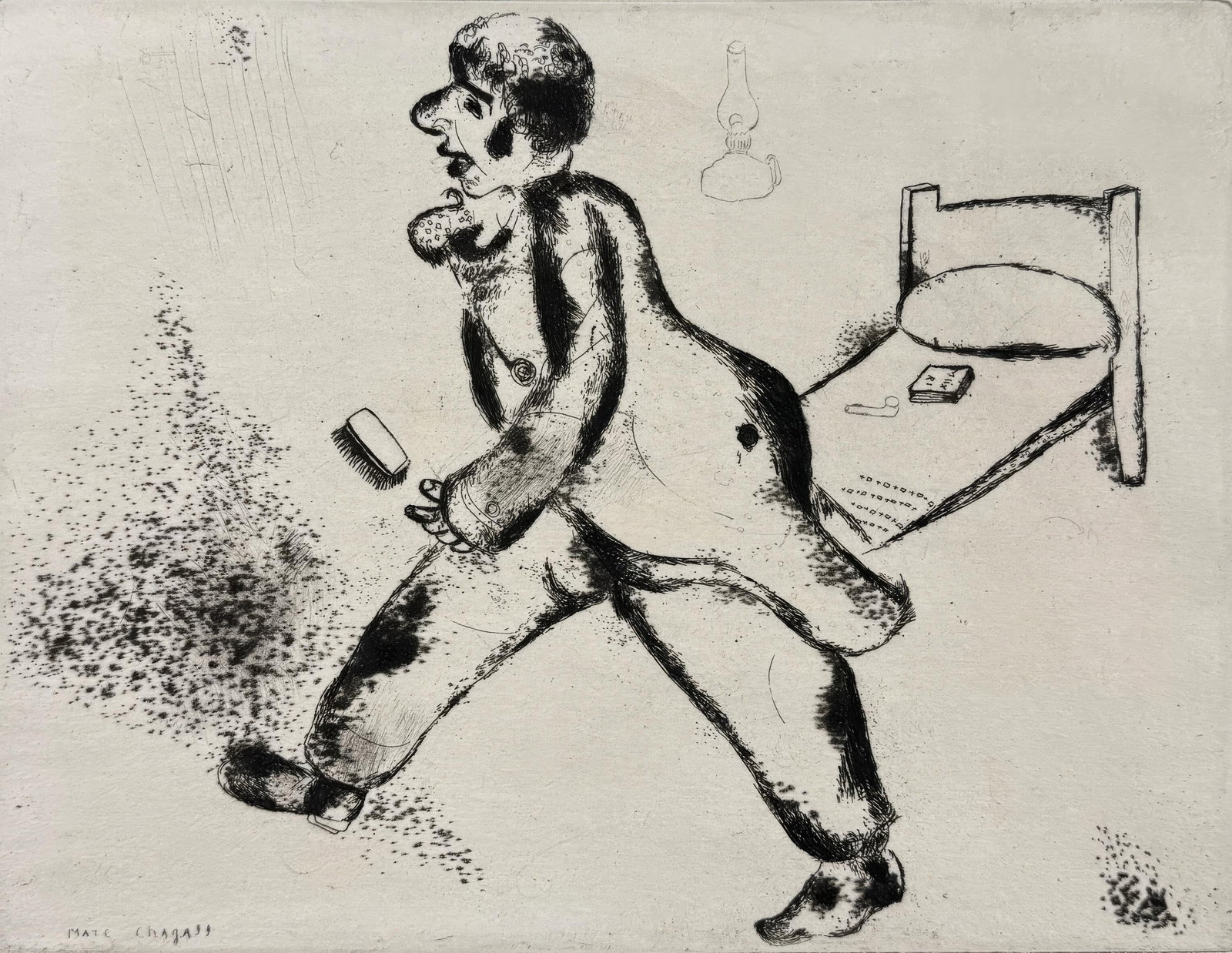 Marc Chagall, Petrushka, from Dead Souls, Limited Edition Etching, 1923-1927 (1 of 4)