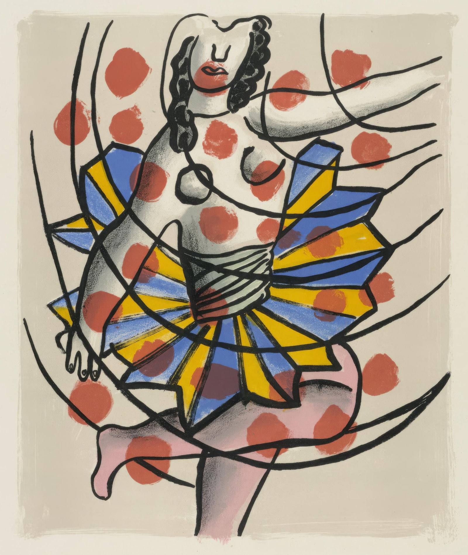 Fernand Leger, Untitled, from Circus, Limited Edition Lithograph, 1950: This exquisite lithograph by Fernand Leger (1881-1955), titled Sans titre (Untitled), from the album Cirque, Lithographies Originales (Circus, Original Lithographs), originates from the 1950 edition p