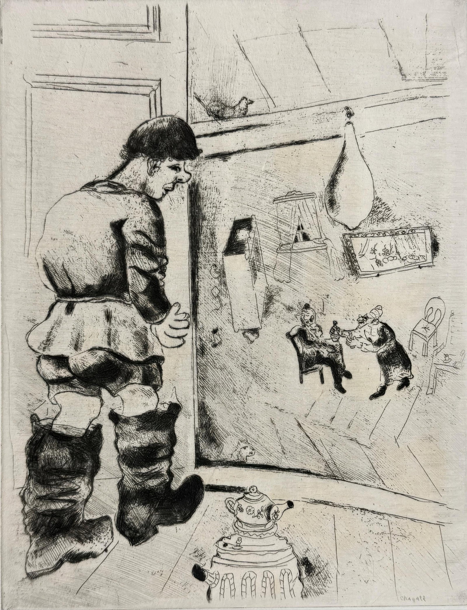 Marc Chagall, Prochka, from Dead Souls, Limited Edition Etching, 1923-1927 (1 of 4)