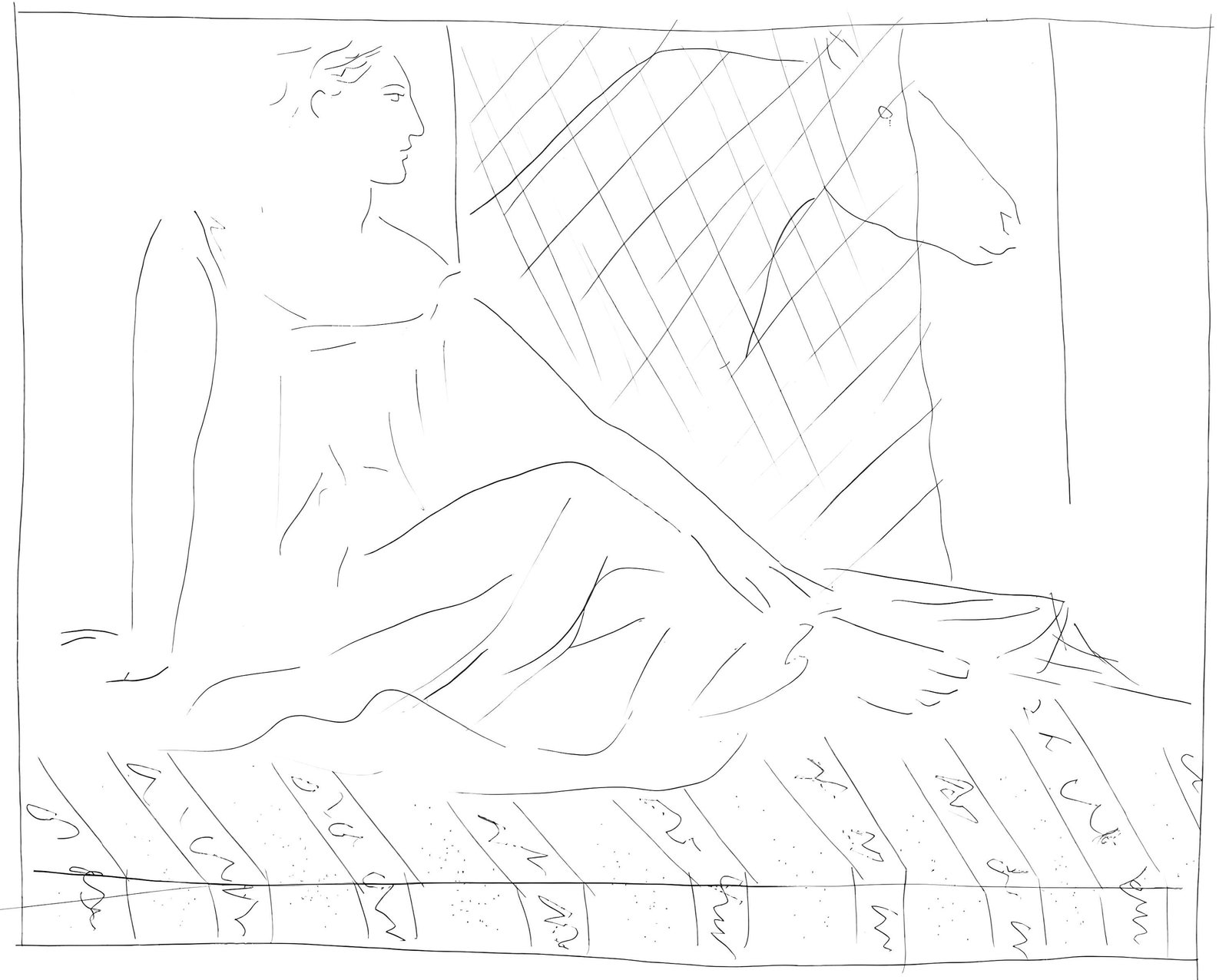 Pablo Picasso, Femme assise et cheval, Les Metamorphoses, Limited Edition Lithograph: Lithograph on velin papier Verge fin blanc des papeteries de Bellerive paper. Paper size: 11.02 x 8.66 inches; image size: 4.5 x 5.5 inches. Inscription: Unsigned and unnumbered, as issued. Condition: