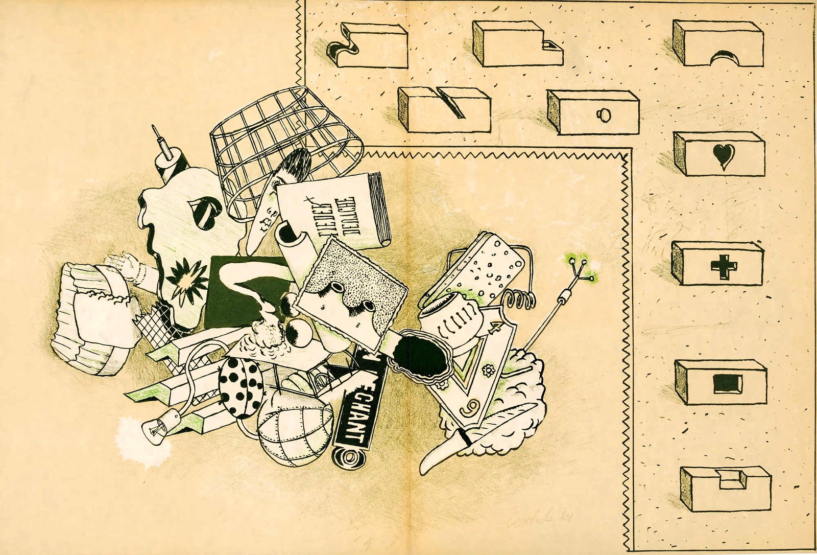 Rene Bertholo, Composition, Suites no8, Rencontres, Limited Edition Lithograph (1 of 4)