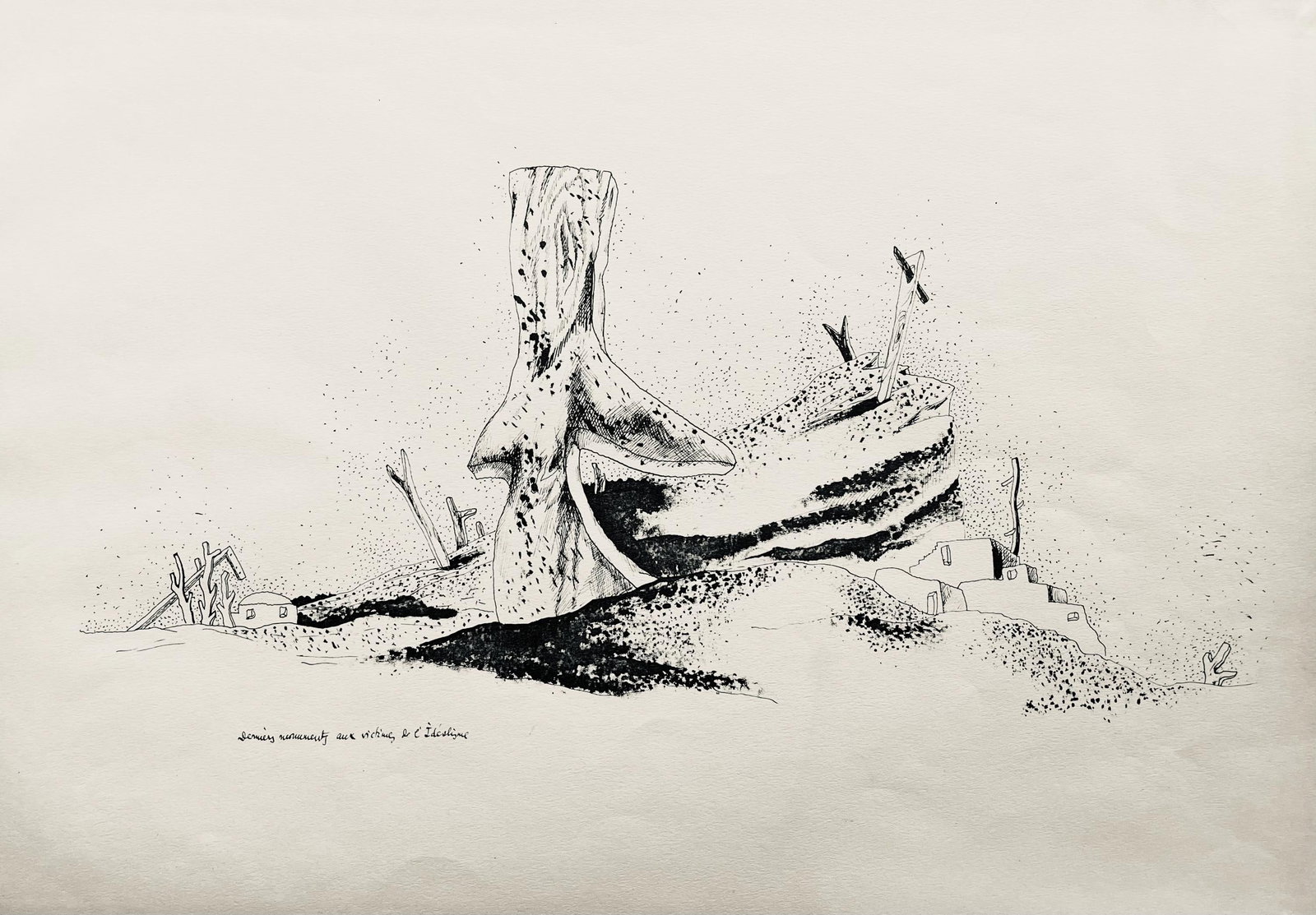 Jean Lurcat, derniers monuments aux victimes, huit dessins a la plume, Limited Edition Lithograph (1 of 4)