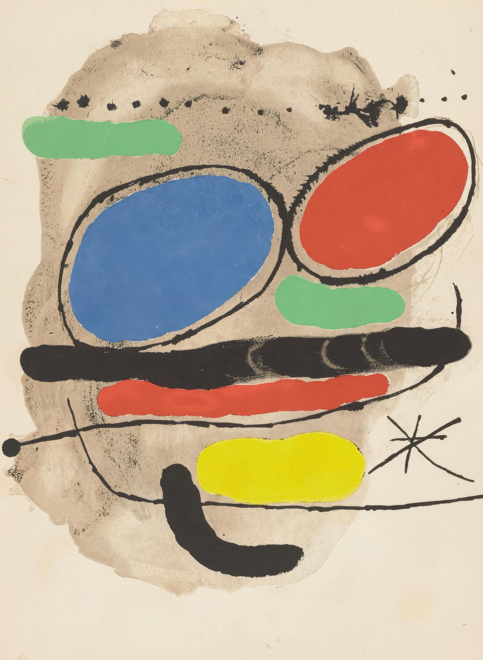 Joan Miro, Untitled, from Tarragona Tapestry, Limited Edition Lithograph, 1972: This exquisite lithograph after Joan Miro (1893-1983), titled Sans titre (Untitled), from the folio Tapis De Tarragona, illustrations, Joan Miro (Tarragona Tapestry, Illustrations), originates from