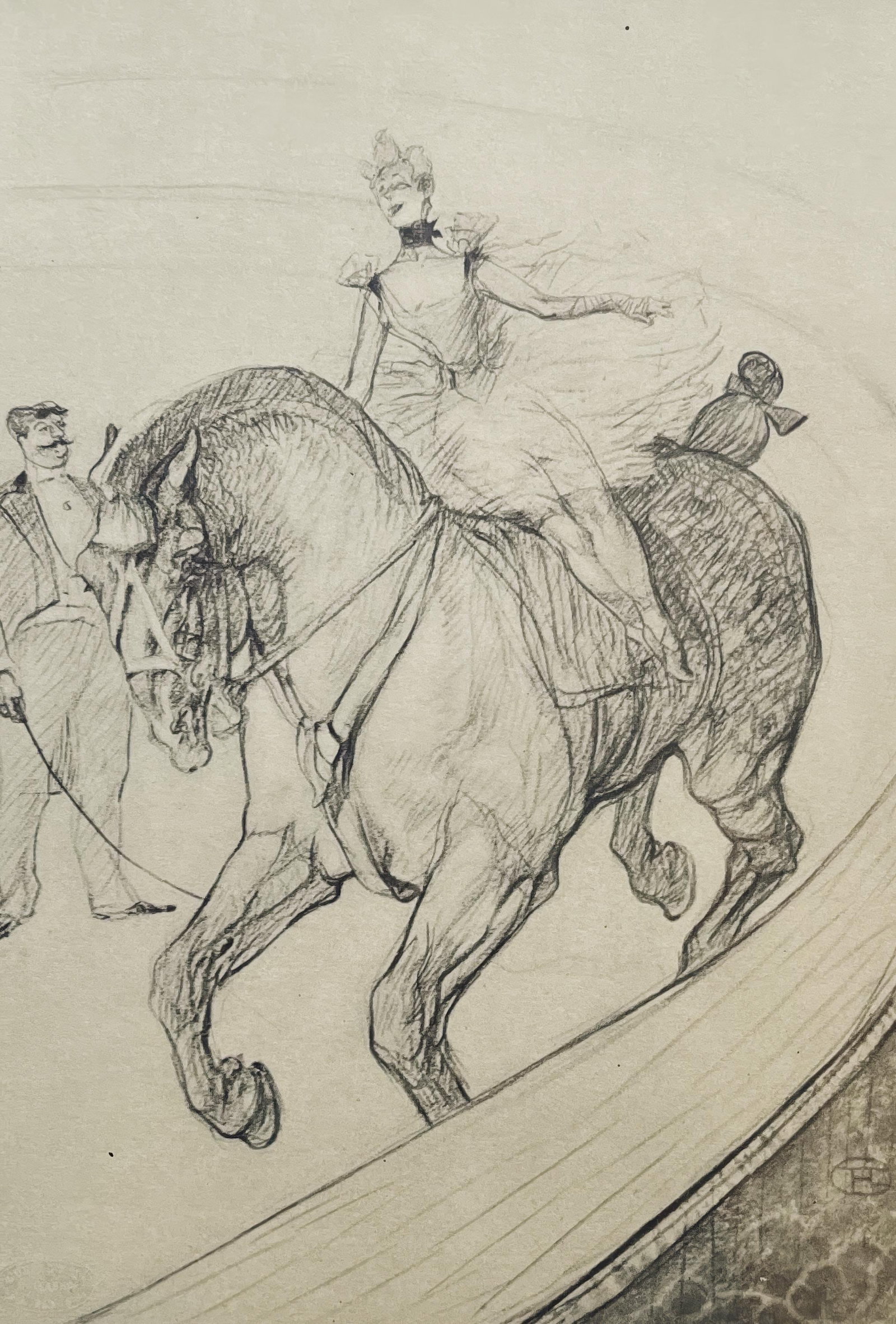 Henri de Toulouse-Lautrec, Bareback Rider, Limited Edition Lithograph, 1967: This exquisite lithograph by Henri de Toulouse-Lautrec (1864-1901), titled Cavalier qui monte a cru (Bareback Rider), from the folio Henri de Toulouse-Lautrec, A Suite of Color Drawings at the