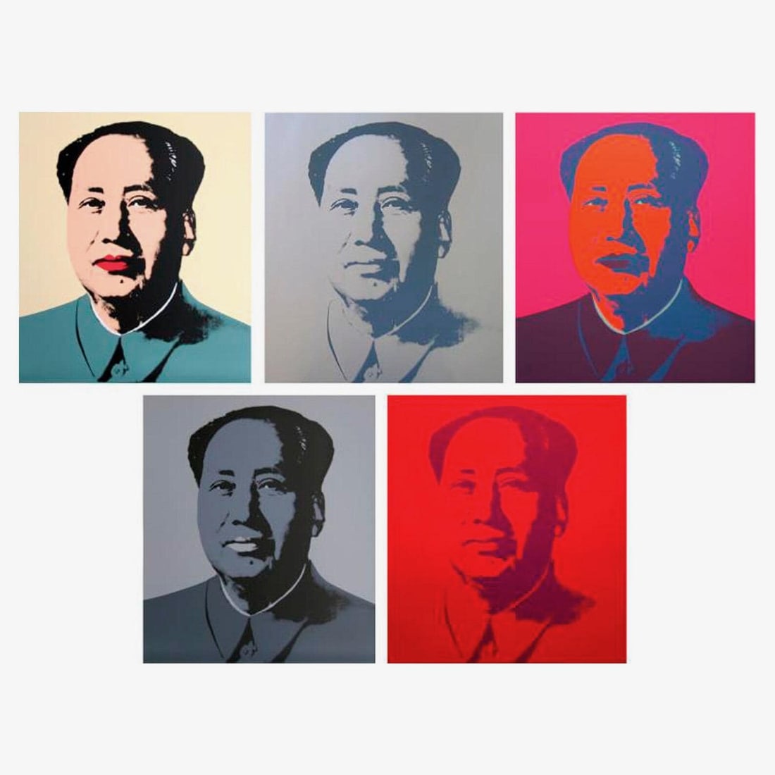 Andy Warhol, Mao Zedong, Pink, Yellow, Silver, Red, Gray, Suite of Five, Official Edition, Sunday (1 of 4)