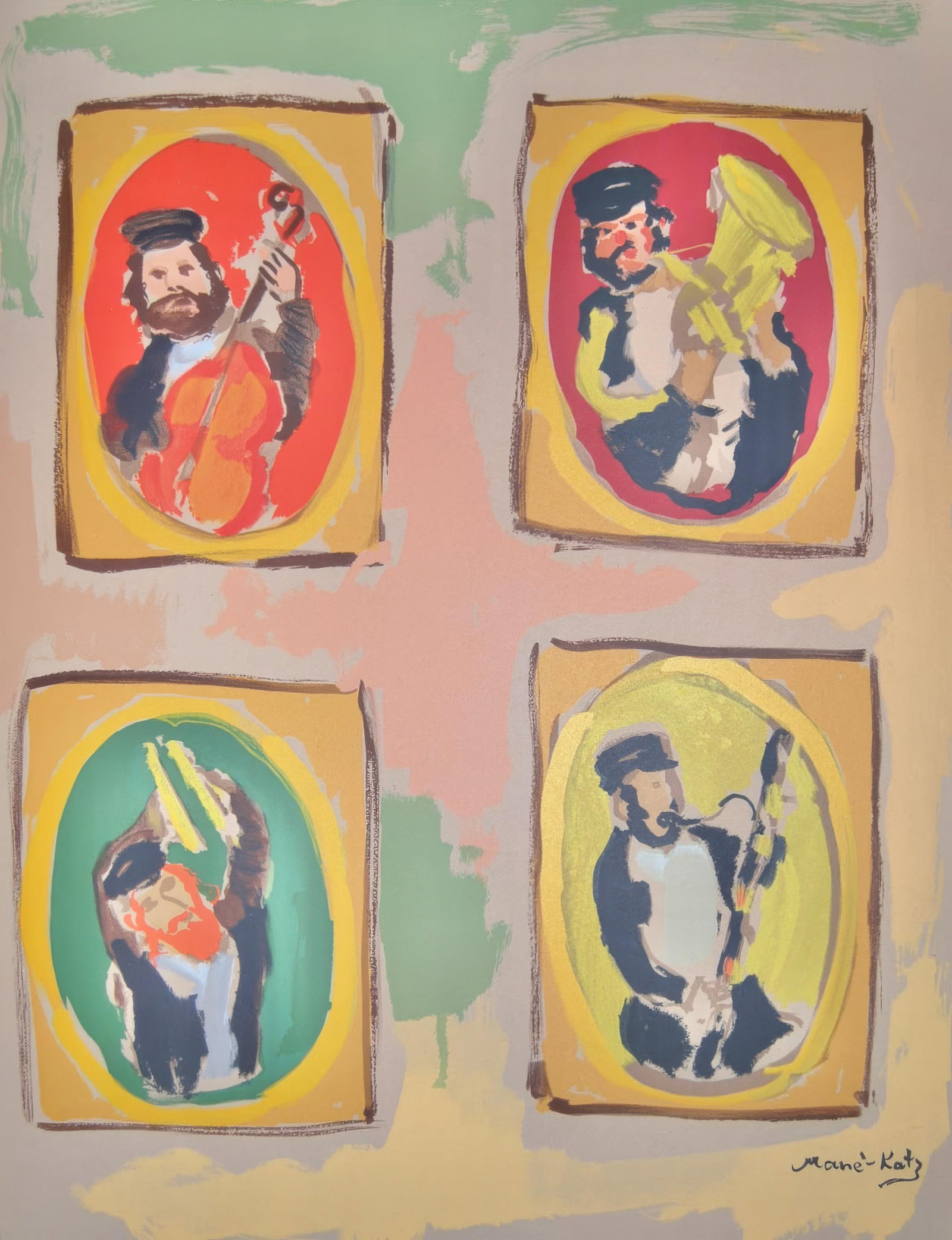 Emmanuel Mane-Katz, Ancestors of Stempeniou, from Mane-Katz, Twelve Lithographs for Stempeniou, (1 of 4)