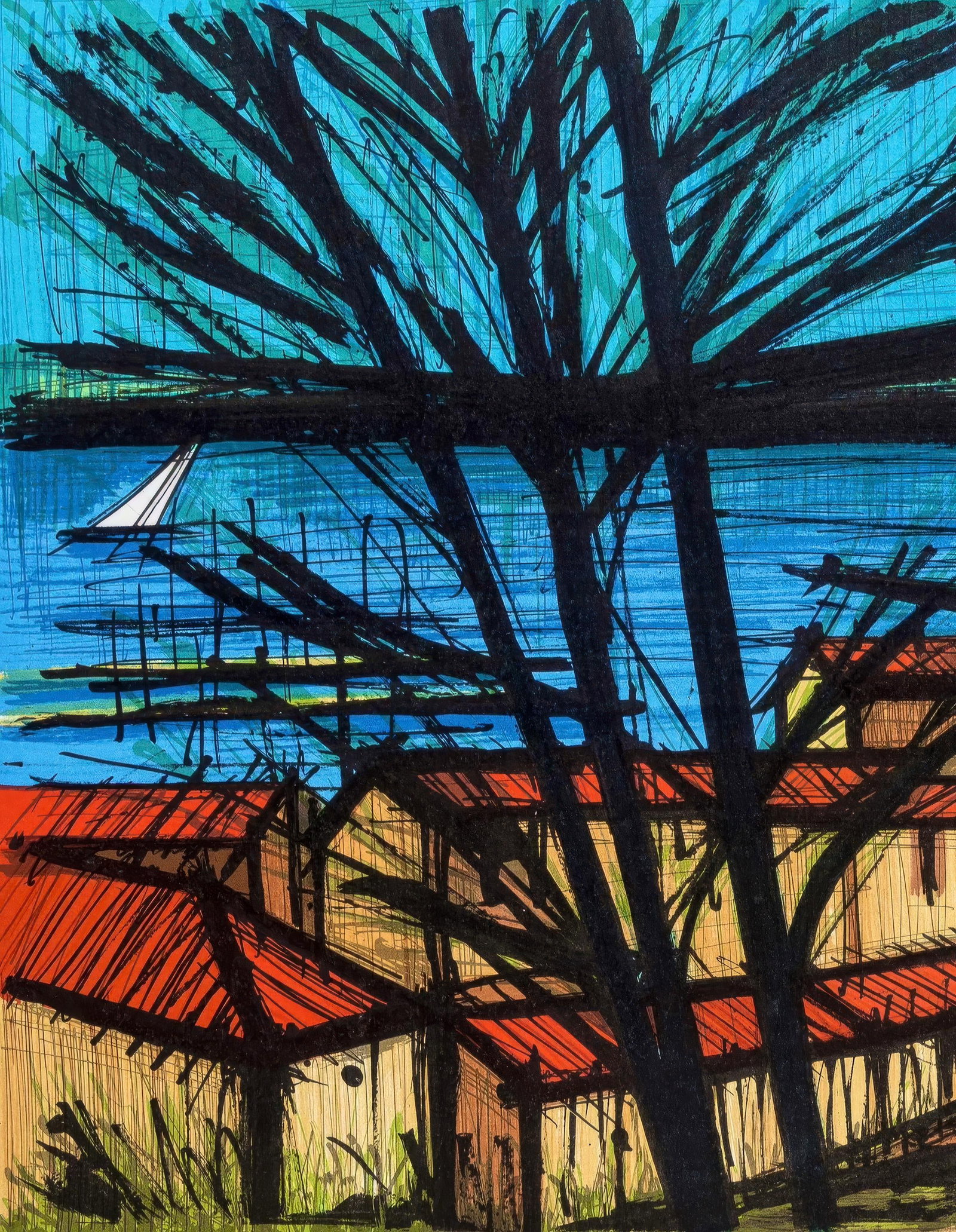 Bernard Buffet, Saint-Tropez, from Lithographs I, Limited Edition Lithograph, 1979 (1 of 4)