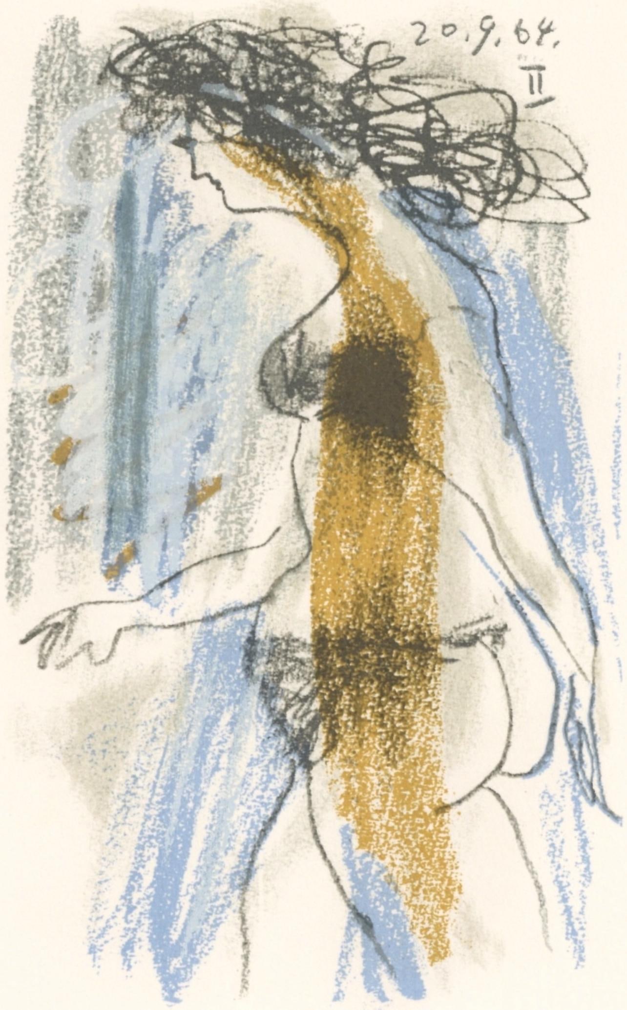 Pablo Picasso, 20.9.64. II (Cramer 148), Le Gout du Bonheur, Limited Edition Mixed Media Lithograph (1 of 4)