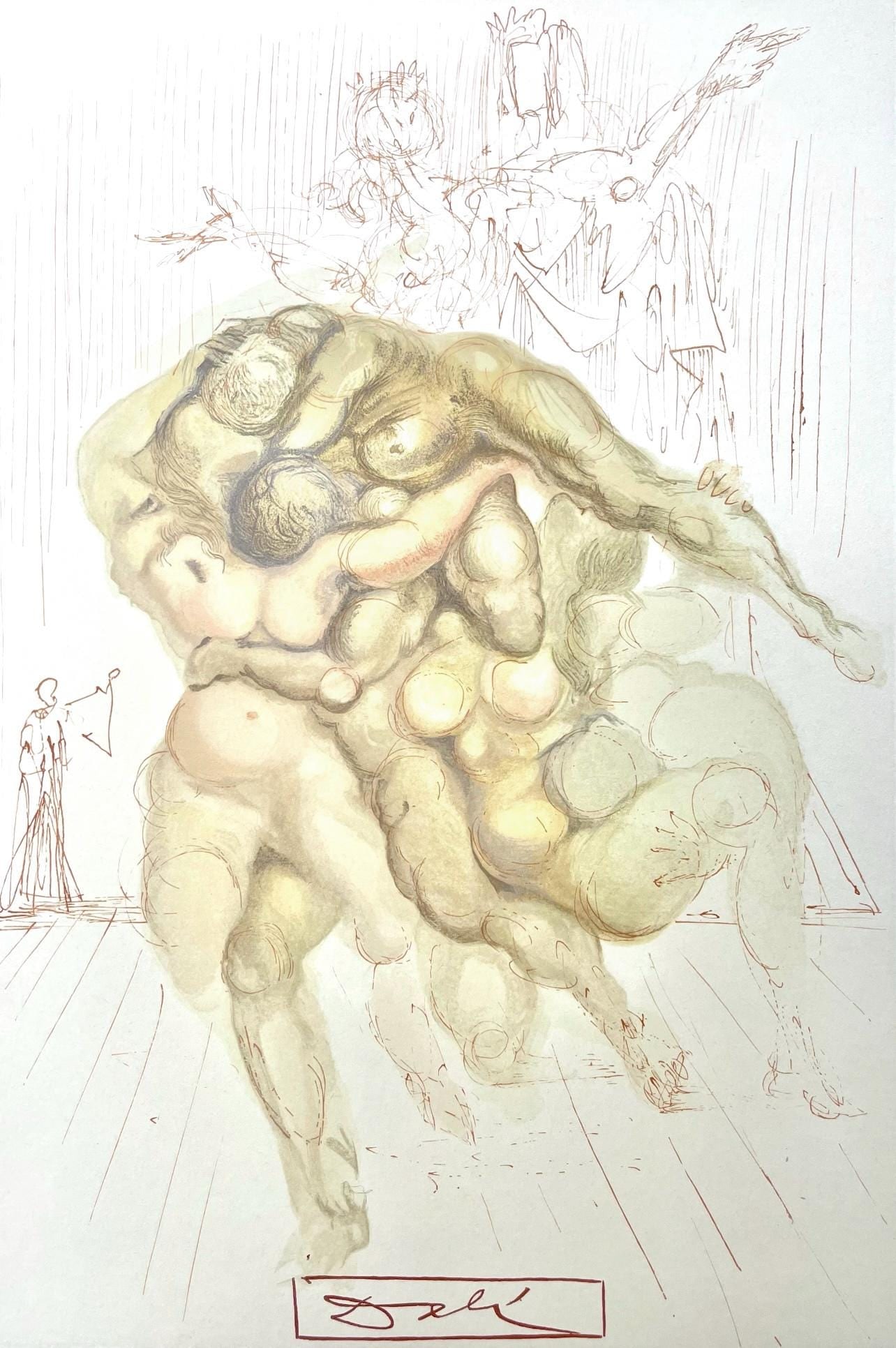 Salvador Dali, Holle VIII (Michler/Lopsinger 1039-1138; Field 189-200), Die Gottliche Komodie,: Woodcut in colors on velin de Rives BFK paper, mounted on velin d'Arches support, as issued. Paper size: 13 x 10.375 inches. Inscription: Signed in the block, and unnumbered, as issued. Catalogue rais