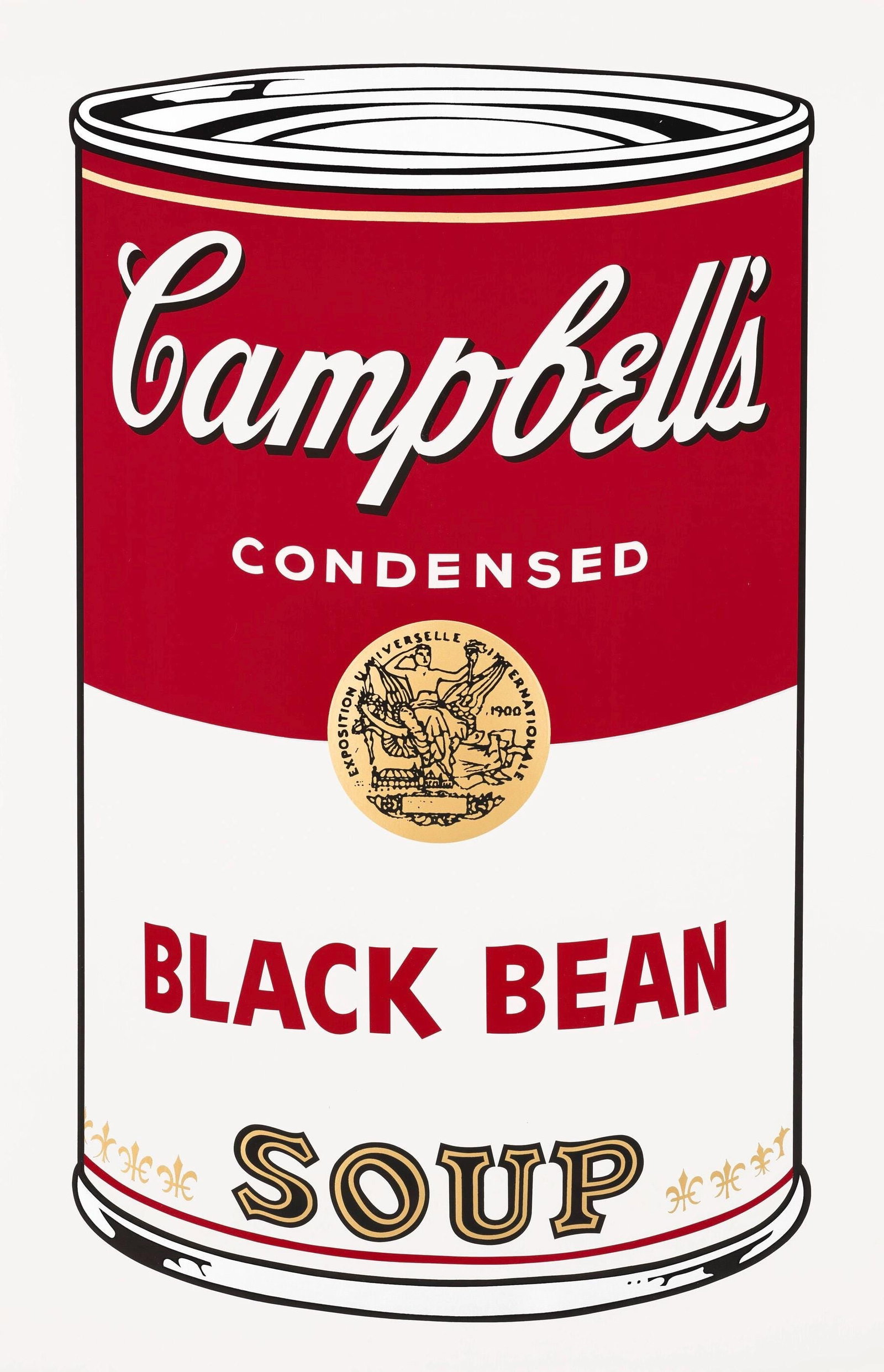 Andy Warhol, Campbell's Soup, Black Bean, Official Edition, Sunday B. Morning, Silkscreen: Official edition, Andy Warhol, Sunday B. Morning, silkscreen on museum board. Paper Size: 35 x 23 inches. Excellent condition. Inscription: "published by Sunday B. Morning", and "fill in your own sign