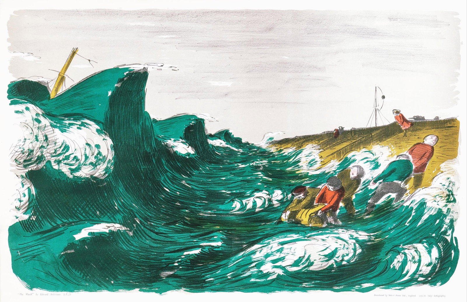 Edward Ardizzone, The Wreck, S.P.32., from School Prints Ltd., Limited Edition Lithograph, 1951 (1 of 4)