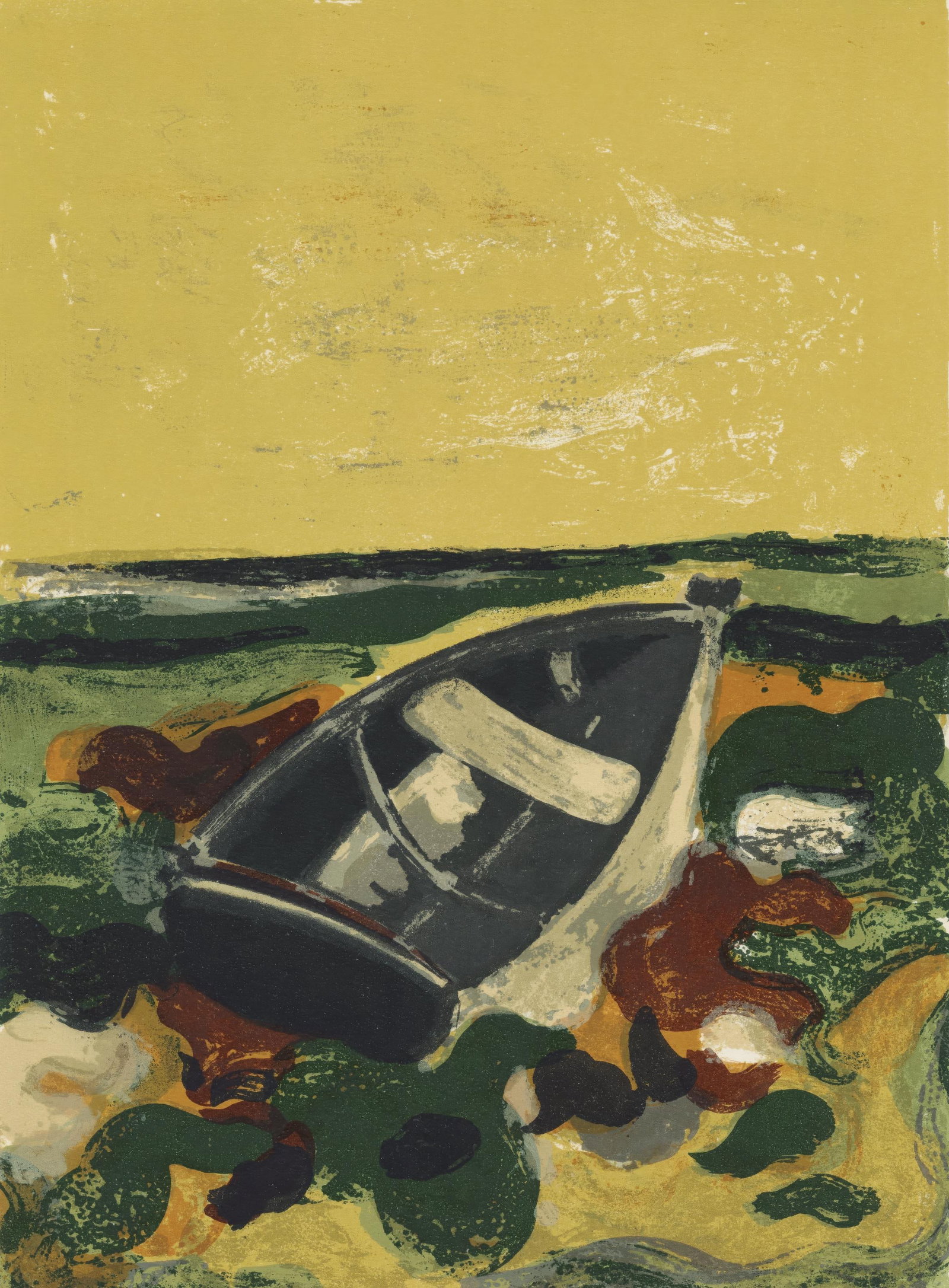 Andre Minaux, The Stranded Boat, from Prints from the Mourlot Press, Limited Edition Lithograph, (1 of 4)