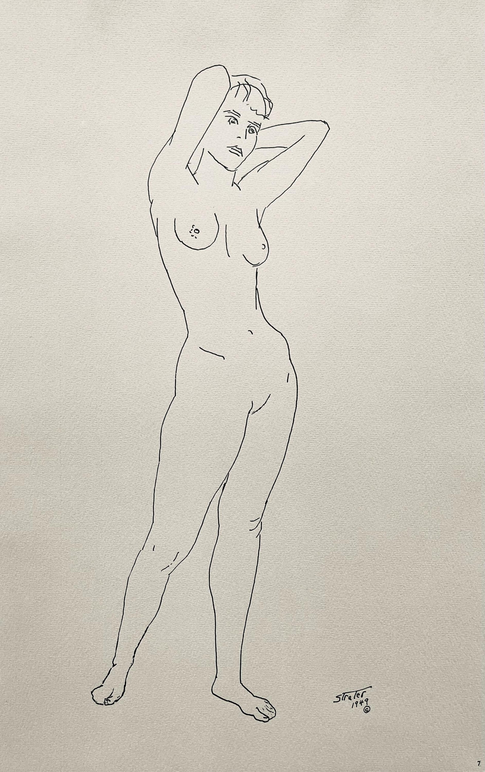 Henry Strater, Composition, 24 Drawings by Henry Strater, Limited Edition Lithograph: Lithograph on velin paper. Signed in the plate and unnumbered, as issued. Paper size: 20.5 x 13.5 inches. Excellent condition. Notes: From the folio, 24 Drawings by Henry Strater, 1963. Published by