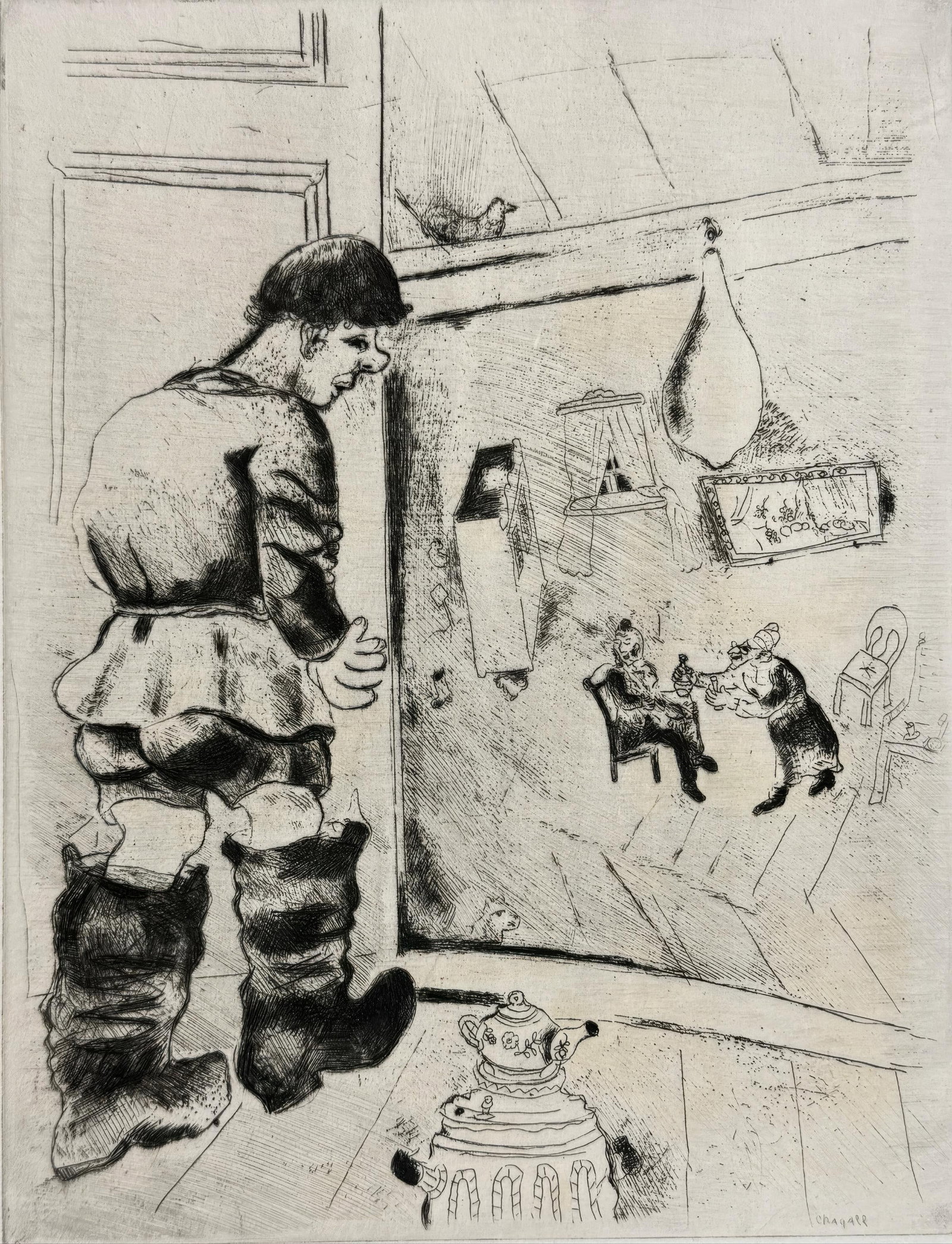 Marc Chagall, Prochka, from Dead Souls, Limited Edition Etching, 1923-1927 (1 of 4)