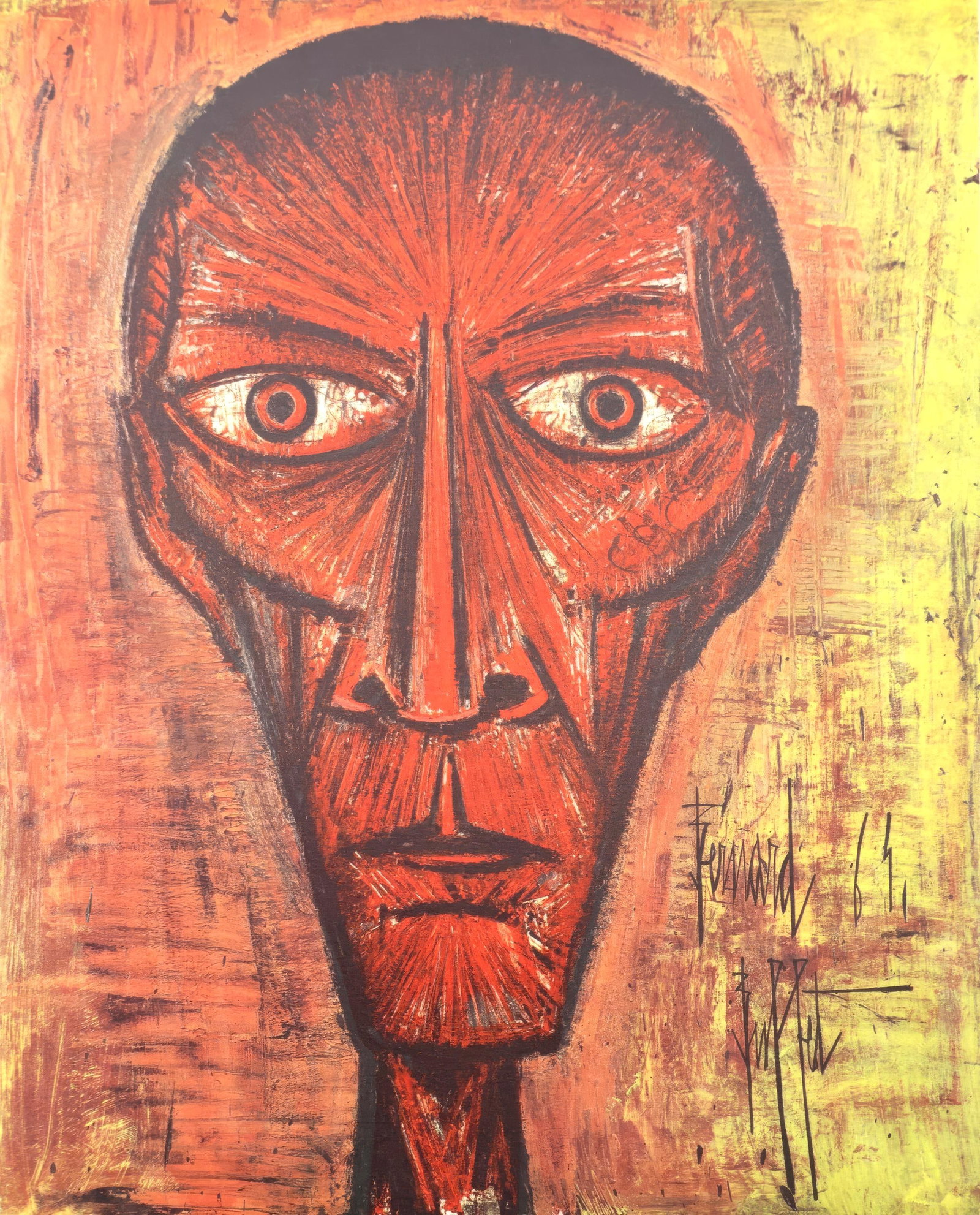 Bernard Buffet, Head, from Painters of Today, Limited Edition Heliogravure, 1966 (1 of 4)