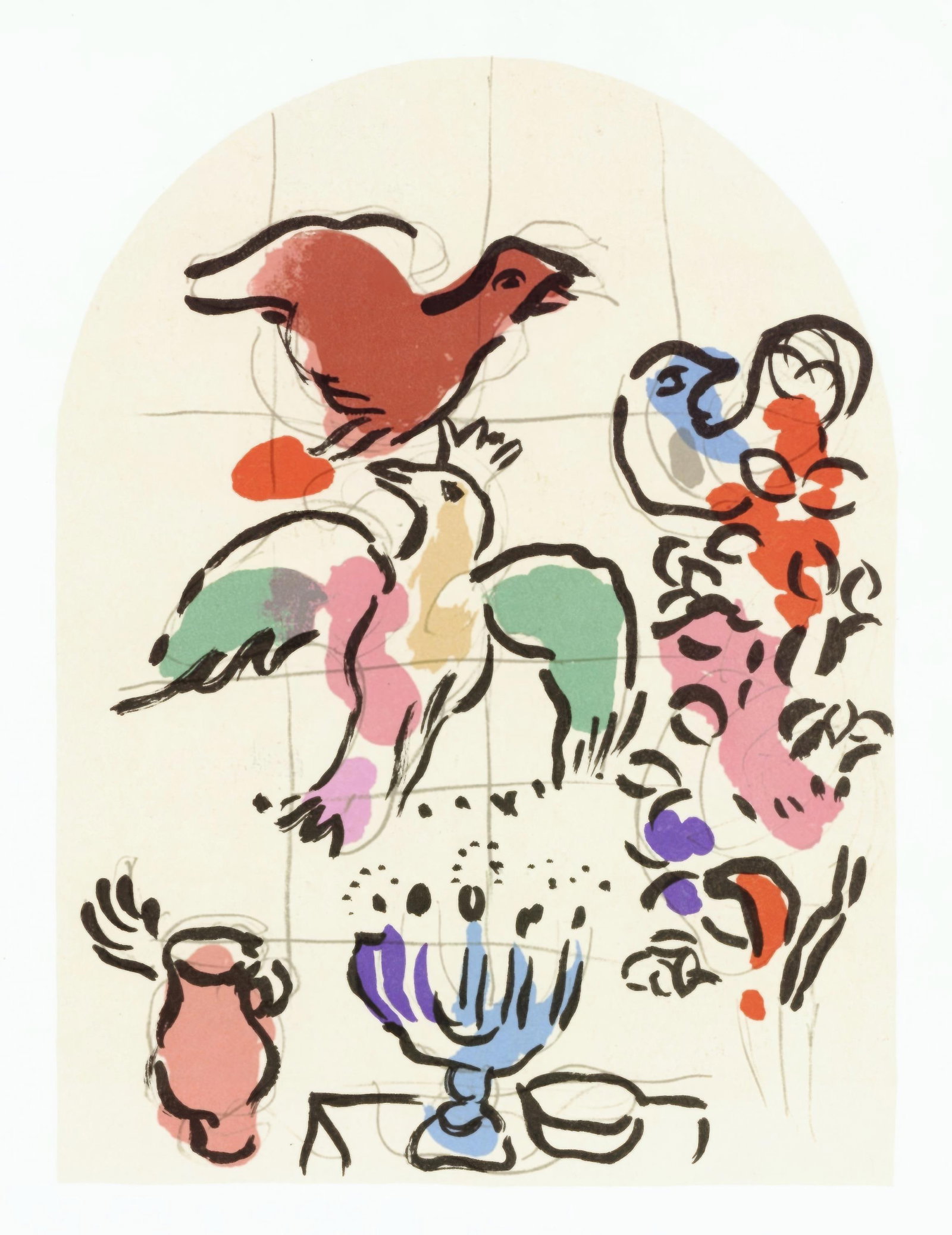 Marc Chagall, Tribe of Asher, from The Jerusalem Windows, Limited Edition Lithograph, 1962 (1 of 4)