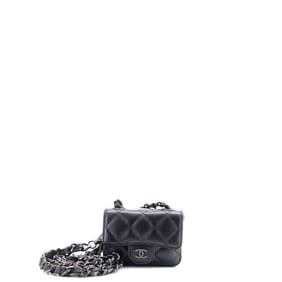 Chanel So Black Classic Flap Charm Chain Belt Bag