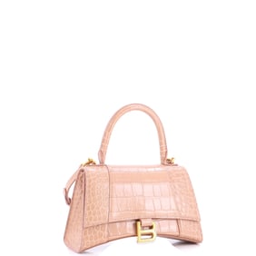 Balenciaga Hourglass Top Handle Bag Crocodile Embossed Leather Small