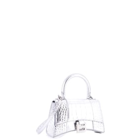 Balenciaga Hourglass Top Handle Bag Crocodile Embossed Leather with Crystals XS