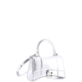 Balenciaga Hourglass Top Handle Bag Crocodile Embossed Leather XS