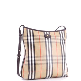 Burberry Highlands Shoulder Bag Check Coated Canvas and Leather Small